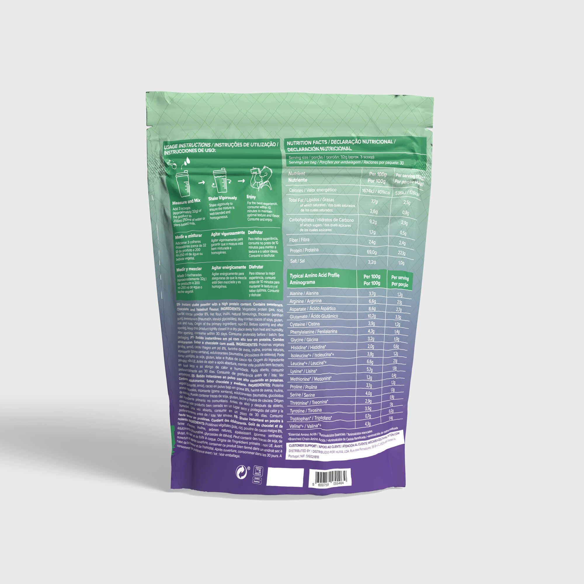 Vegan Protein Chocolate & Hazelnut Flavor