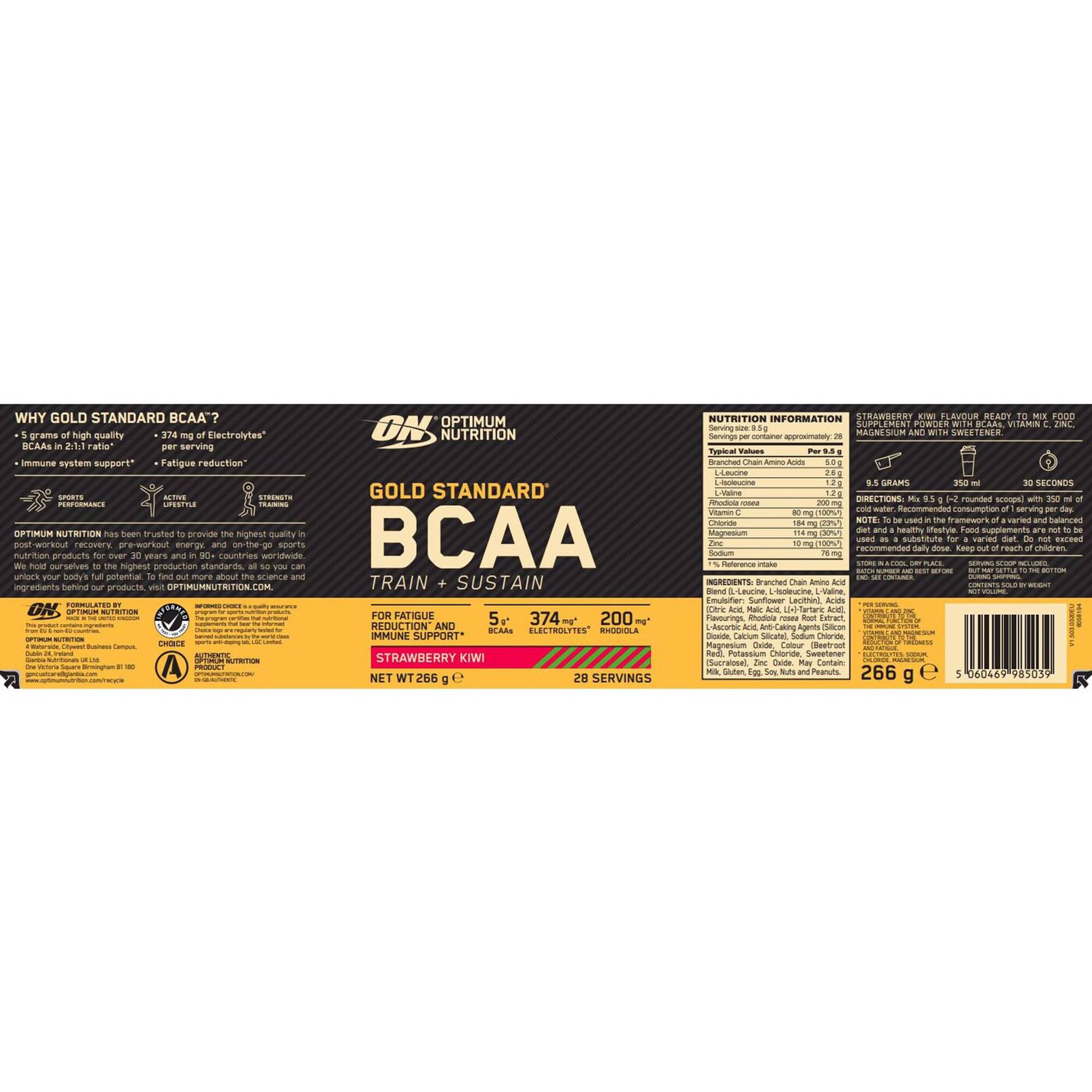 Optimum Nutrition On Gold BCAA Morango Kiwi