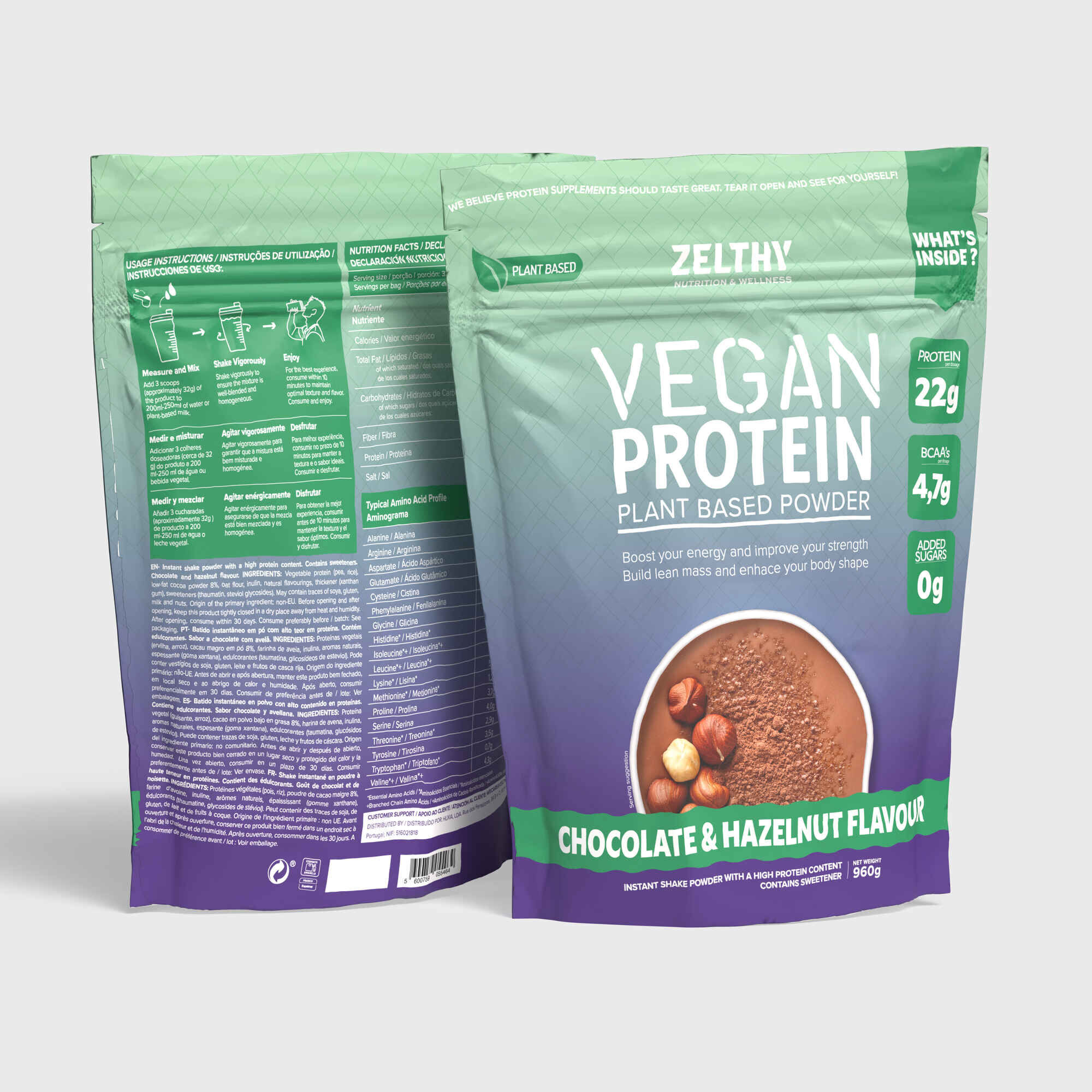 Vegan Protein Chocolate & Hazelnut Flavor