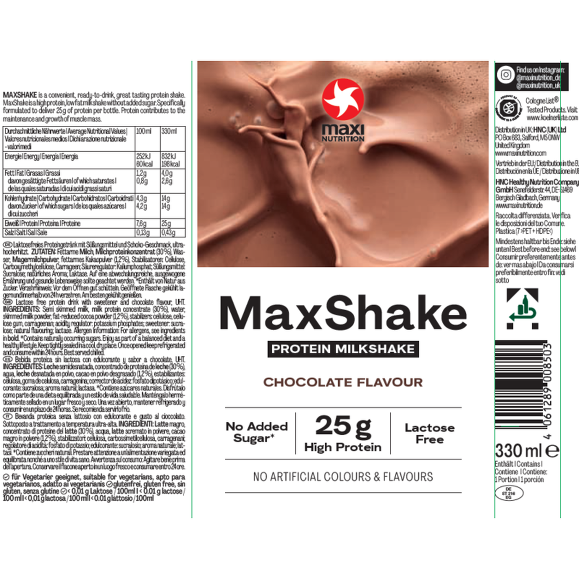 Milkshake de Chocolate Proteína MaxShake