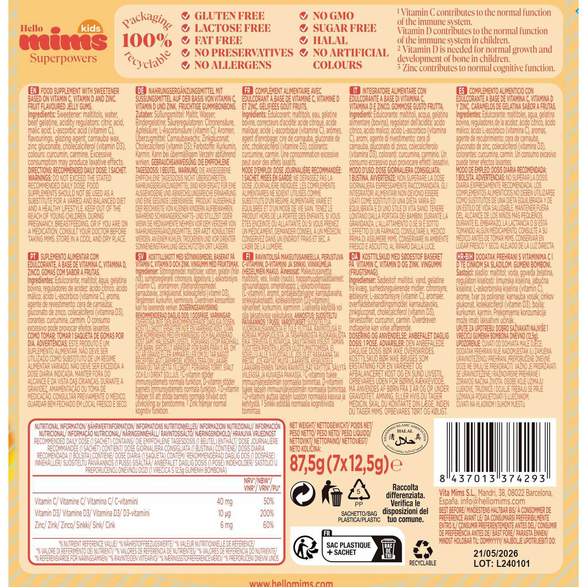 Suplemento Alimentar Sistema Imunitário Kids