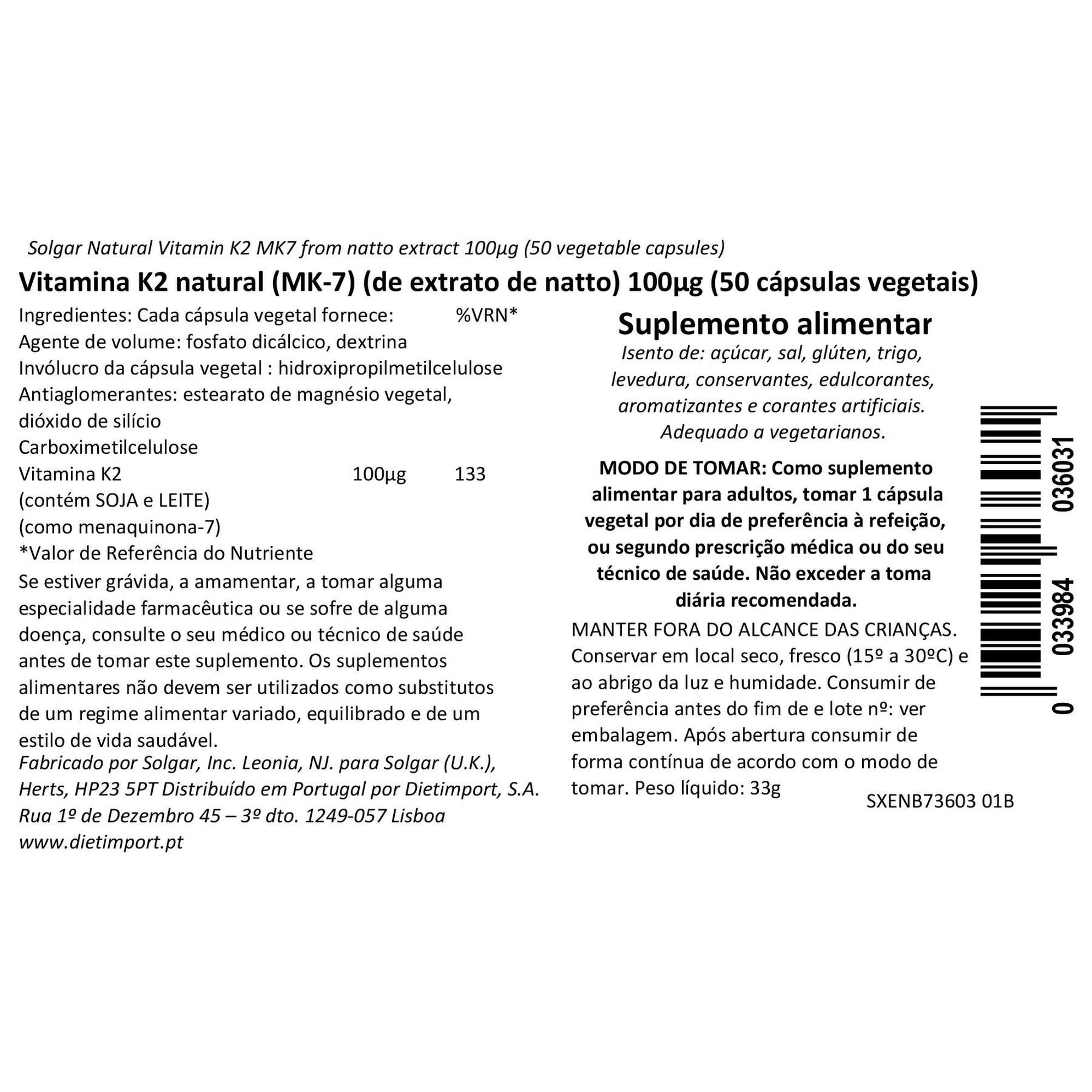 Vitamina K2 100 µG