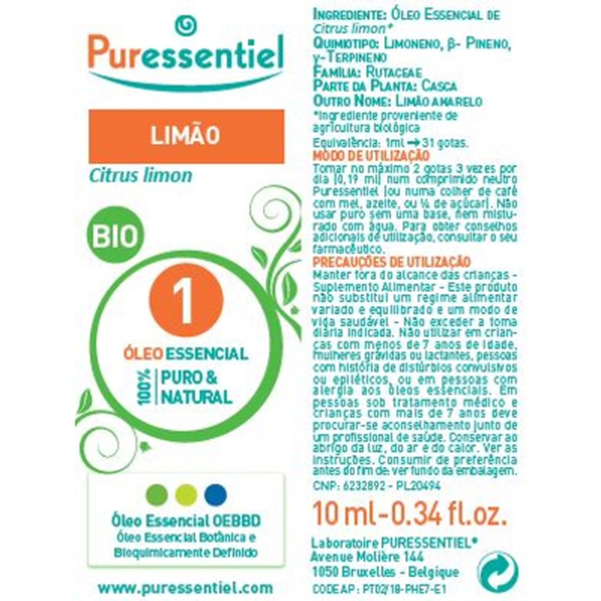 Óleo Essencial Limão Bio