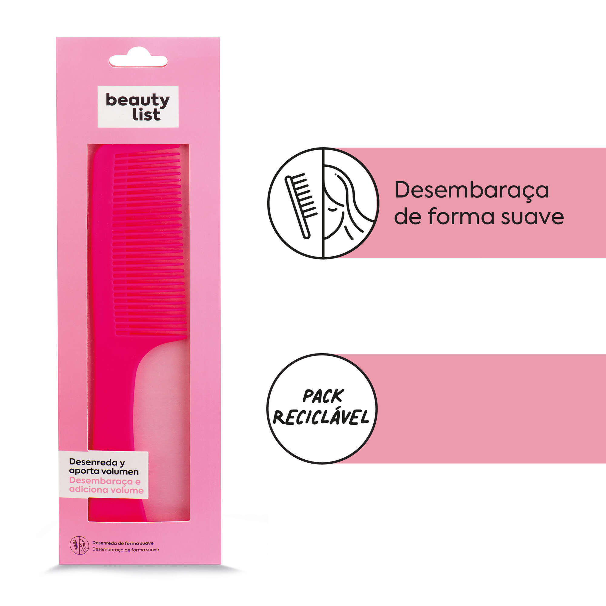 Pente de Cabelo Escarpidor Rosa