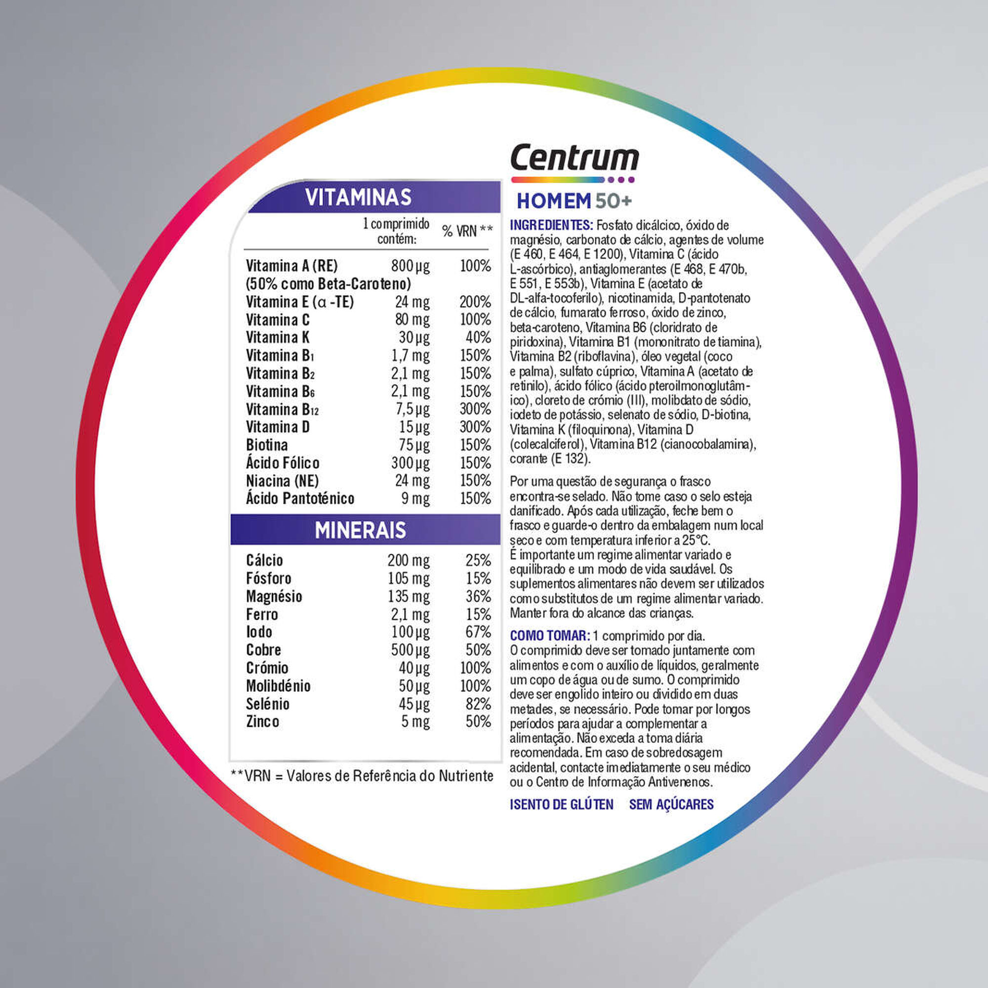 Suplemento Multivitamínico Centrum Homem 50+