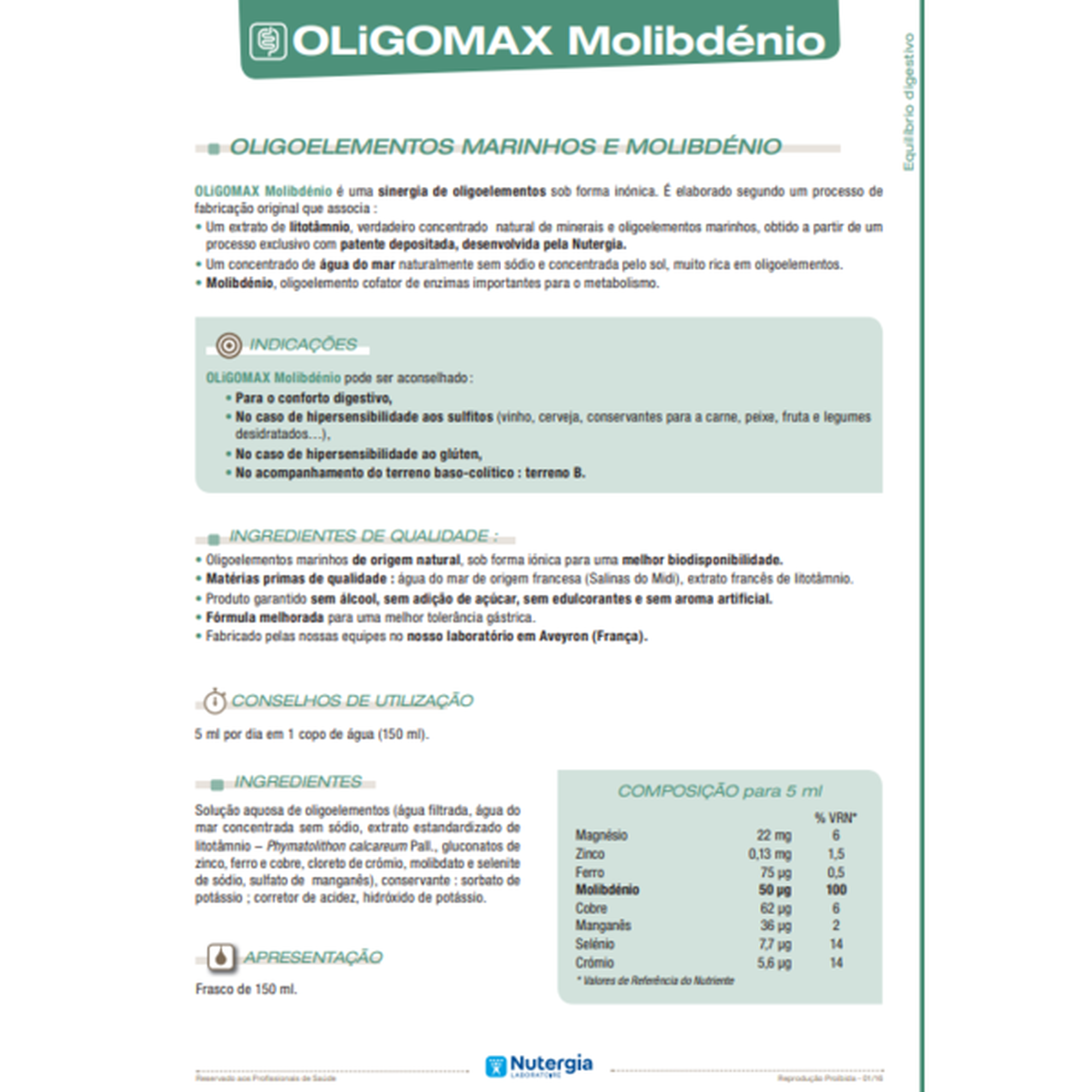 OliGomax Molibdénio Metabolismo