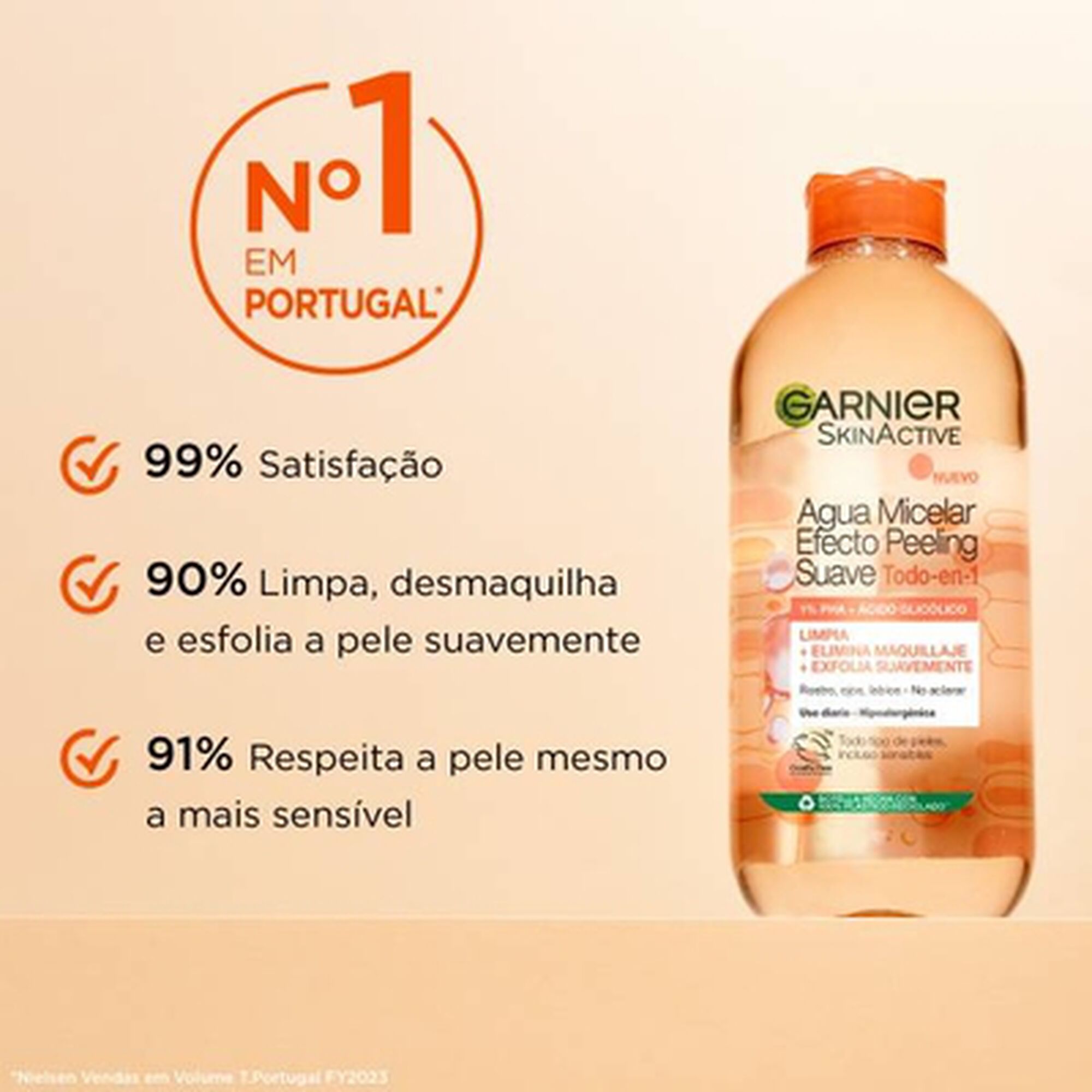 Água Micelar Efeito Peeling Suave Tudo-Em-1