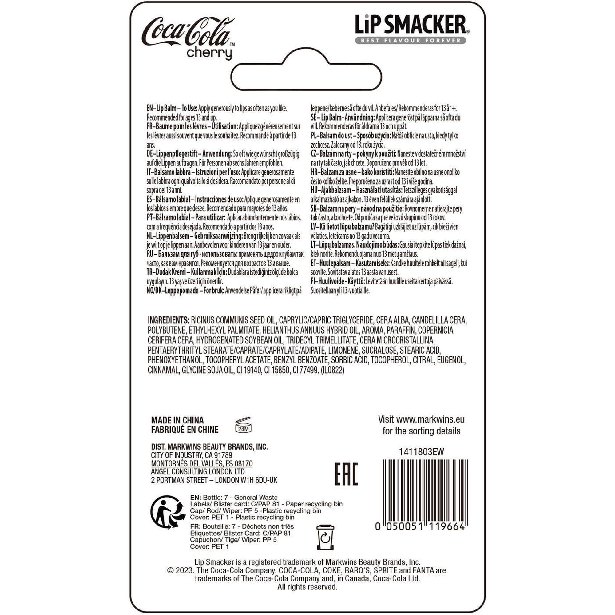 Bálsamo Lábios Coke Bottle Lip Balm Cherry