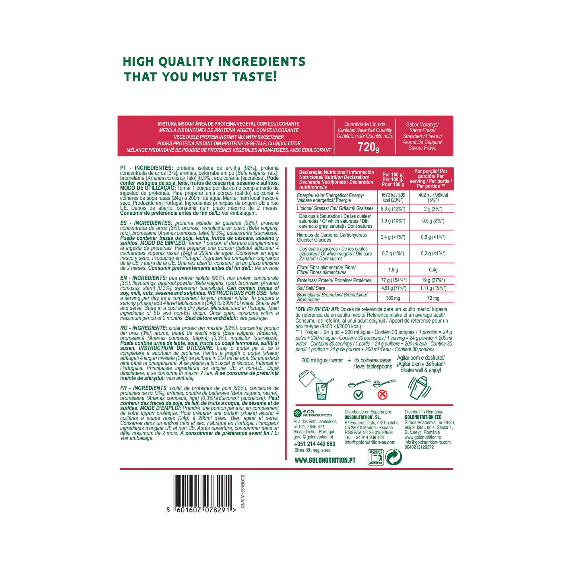 Proteína em Pó Vegan Sabor a Morango