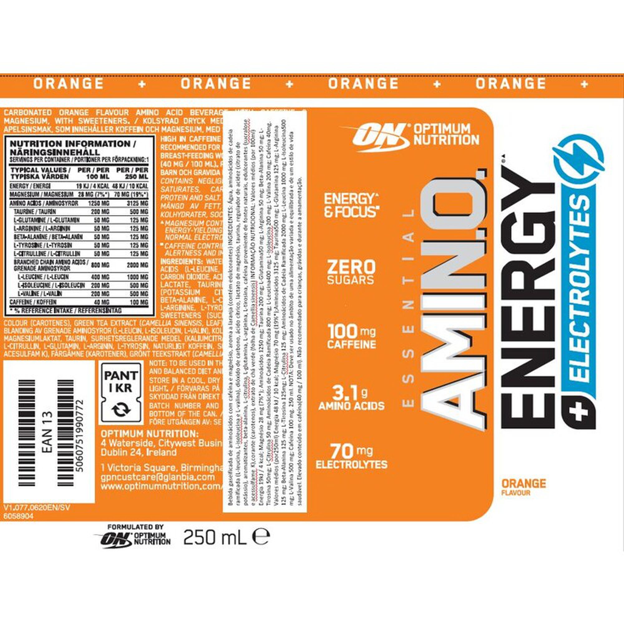 Bebida Energética de Laranja Amino Energy