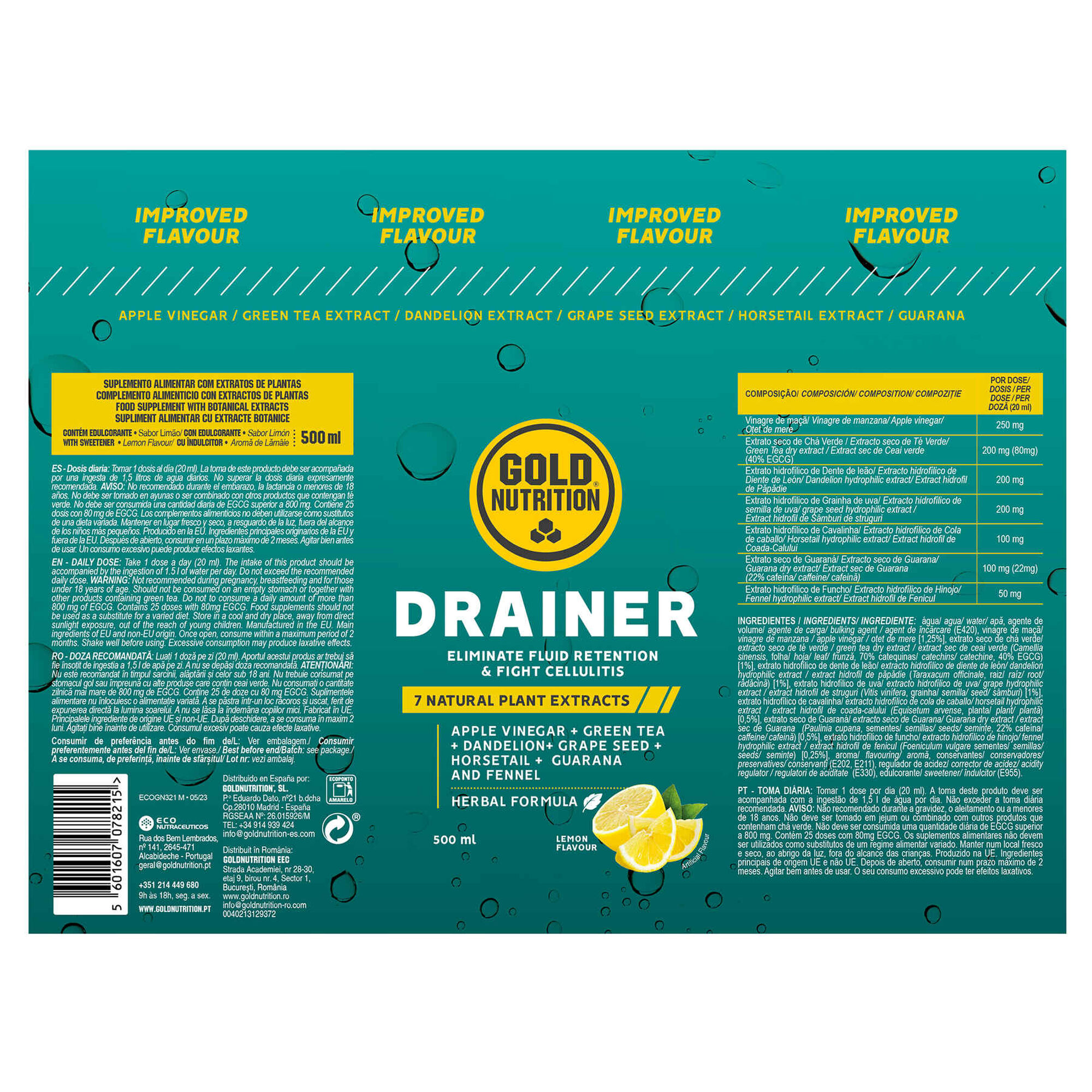 Drenante Natural para Retenção Sabor a Limão