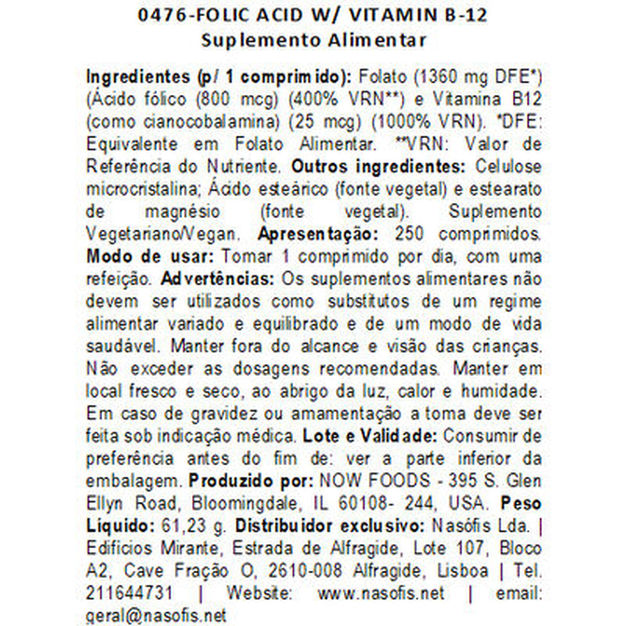 Folic Acid 800 mcg Vitamin B-12