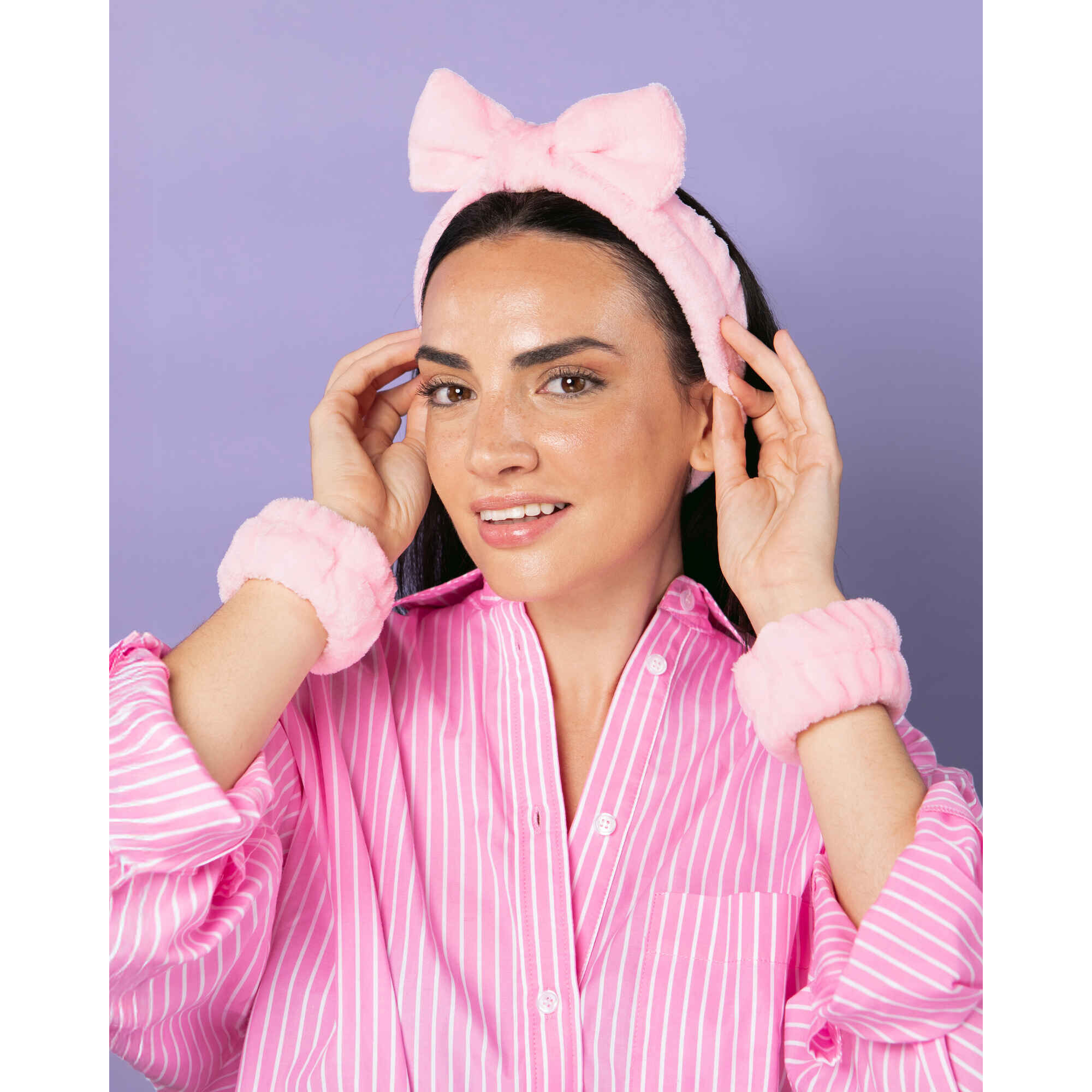 Conjunto Fita Cabelo e Punhos para Skincare