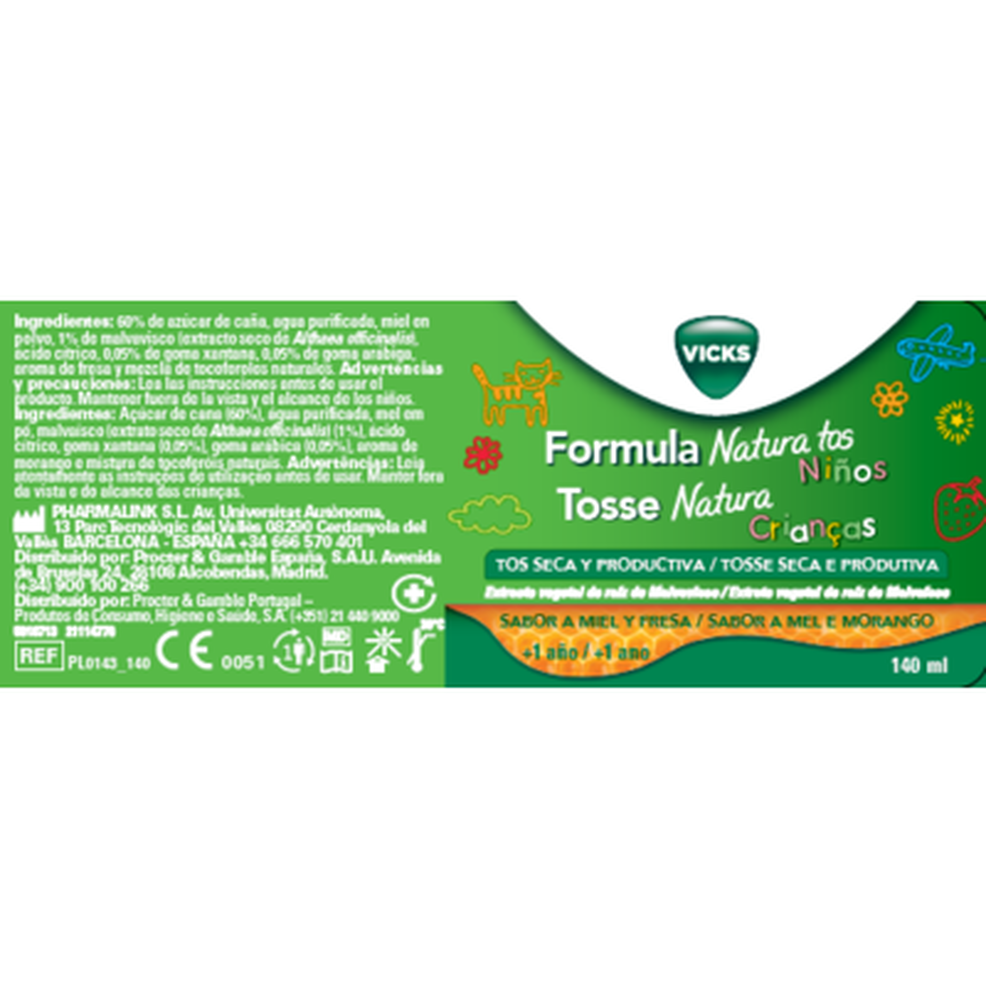 Tosse Natura Crianças Sabor a Mel e Morango