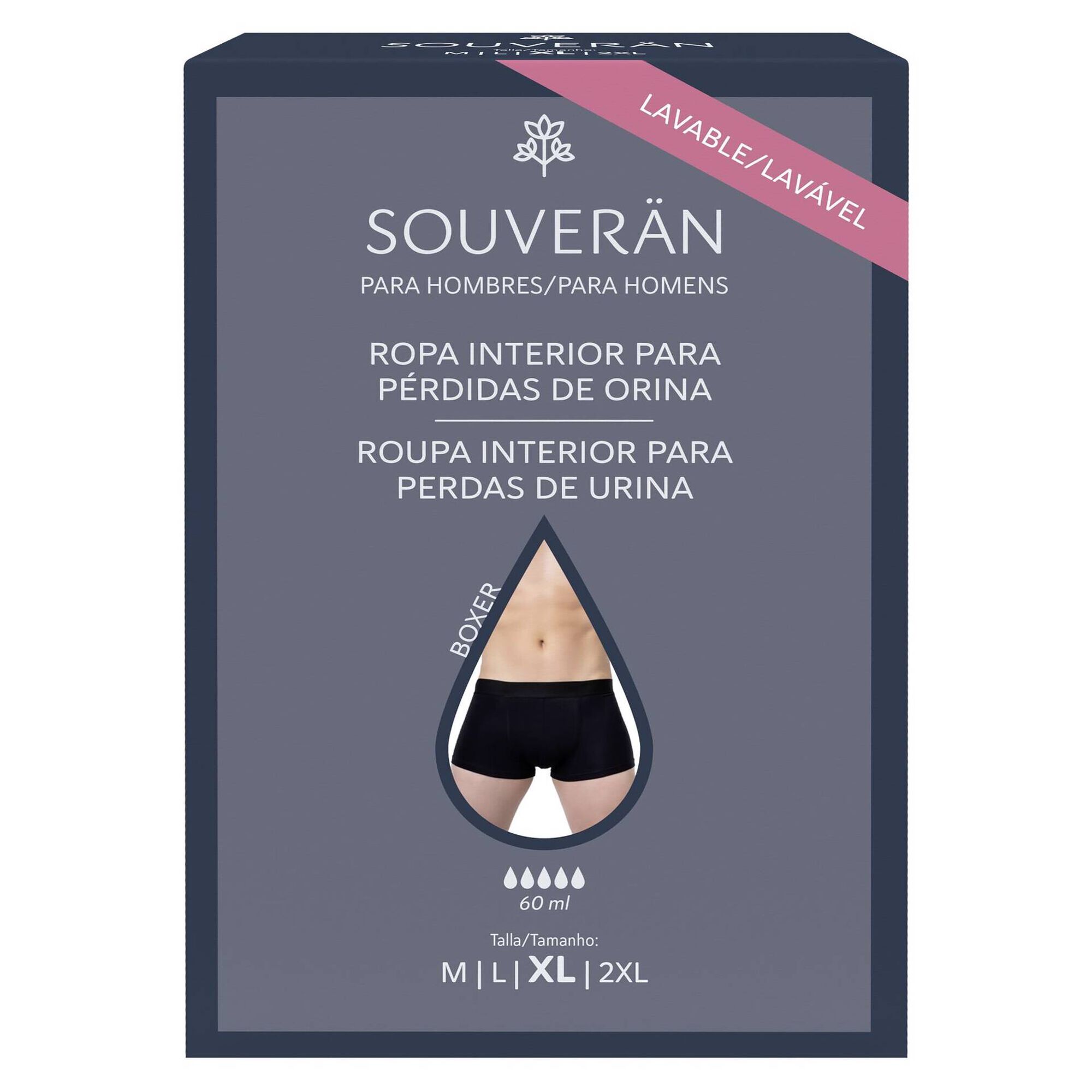 Boxer Incontinência Homem Preto XL