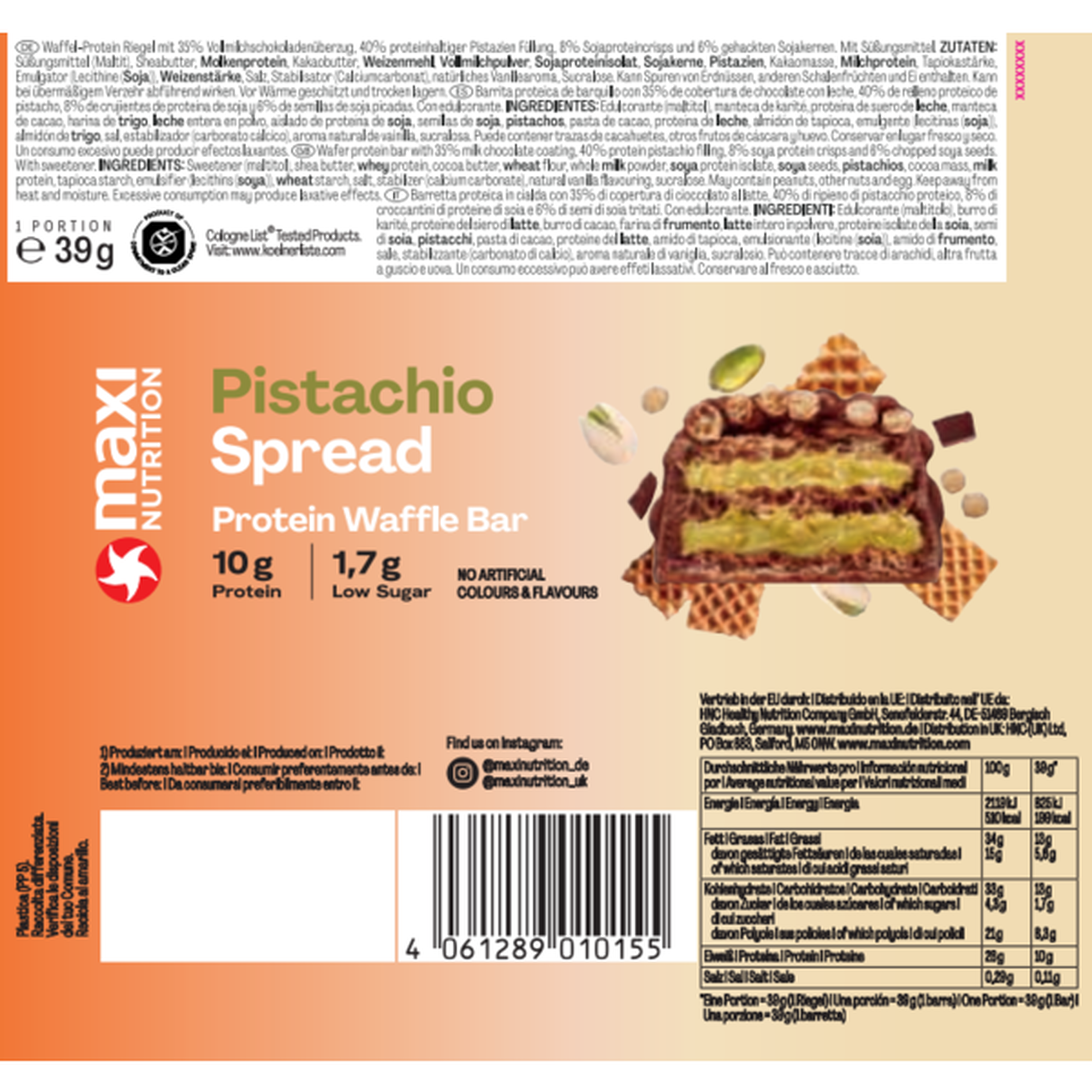 Pistachio Spread Protein Waffle Bar