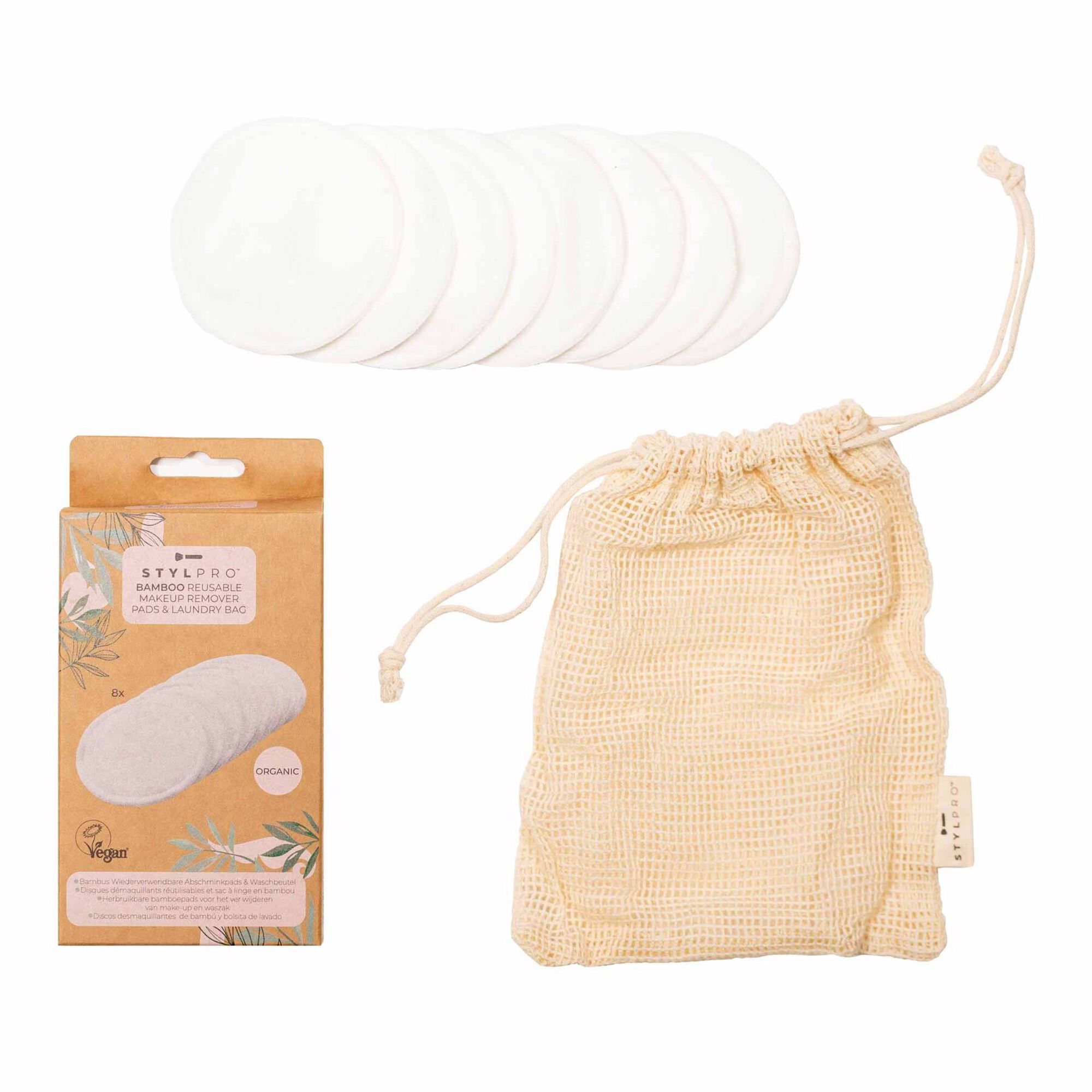 Conjunto Discos de Bambu e Bolsa de Lavagem