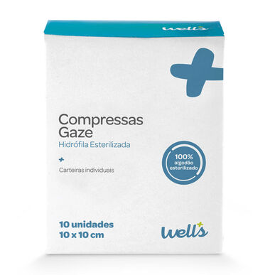 Compressas de Gaze Esterilizada 10x10 cm Wells