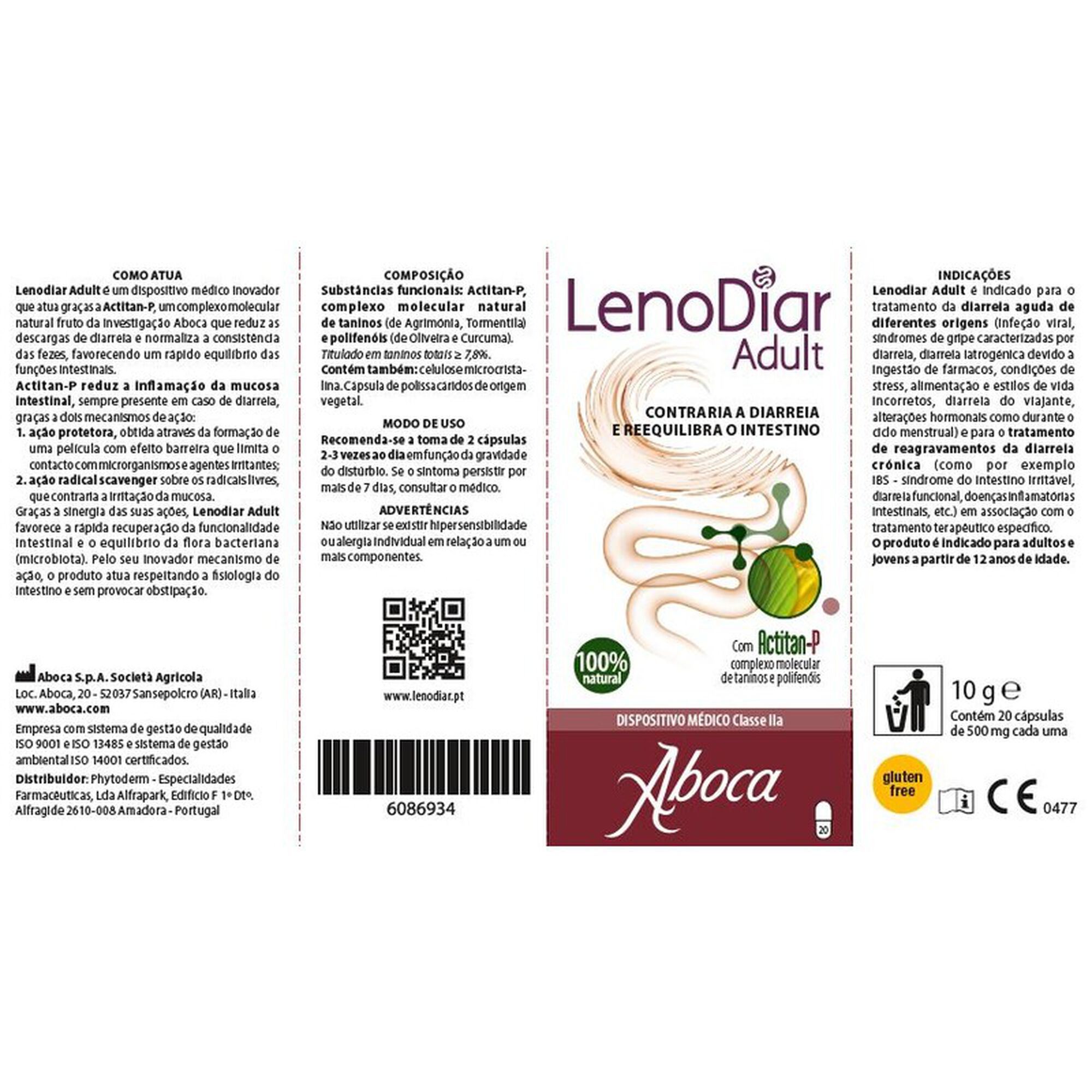 Cápsulas para Diarreia Lenodiar Adult