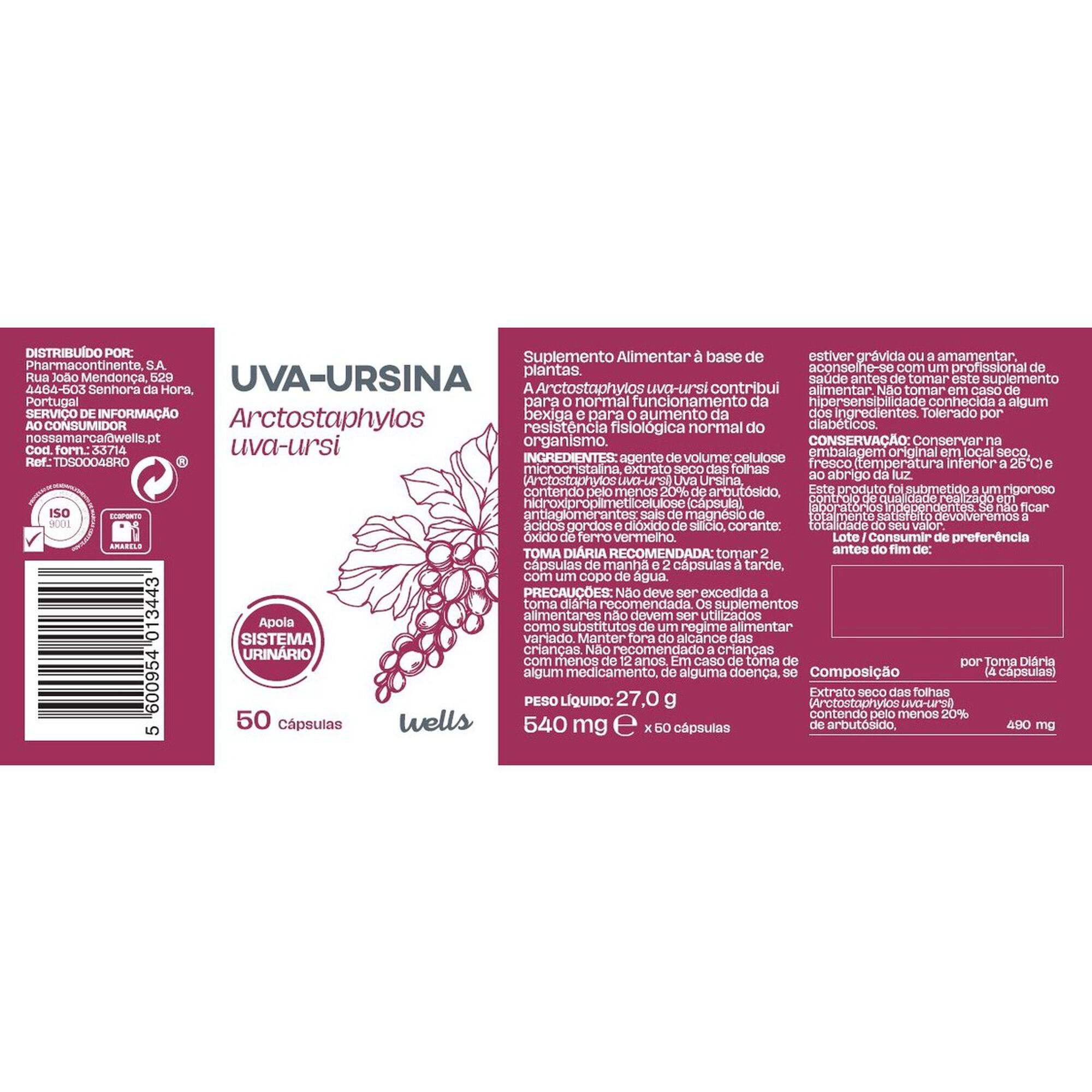 Suplemento Cápsulas de Uva-Ursina