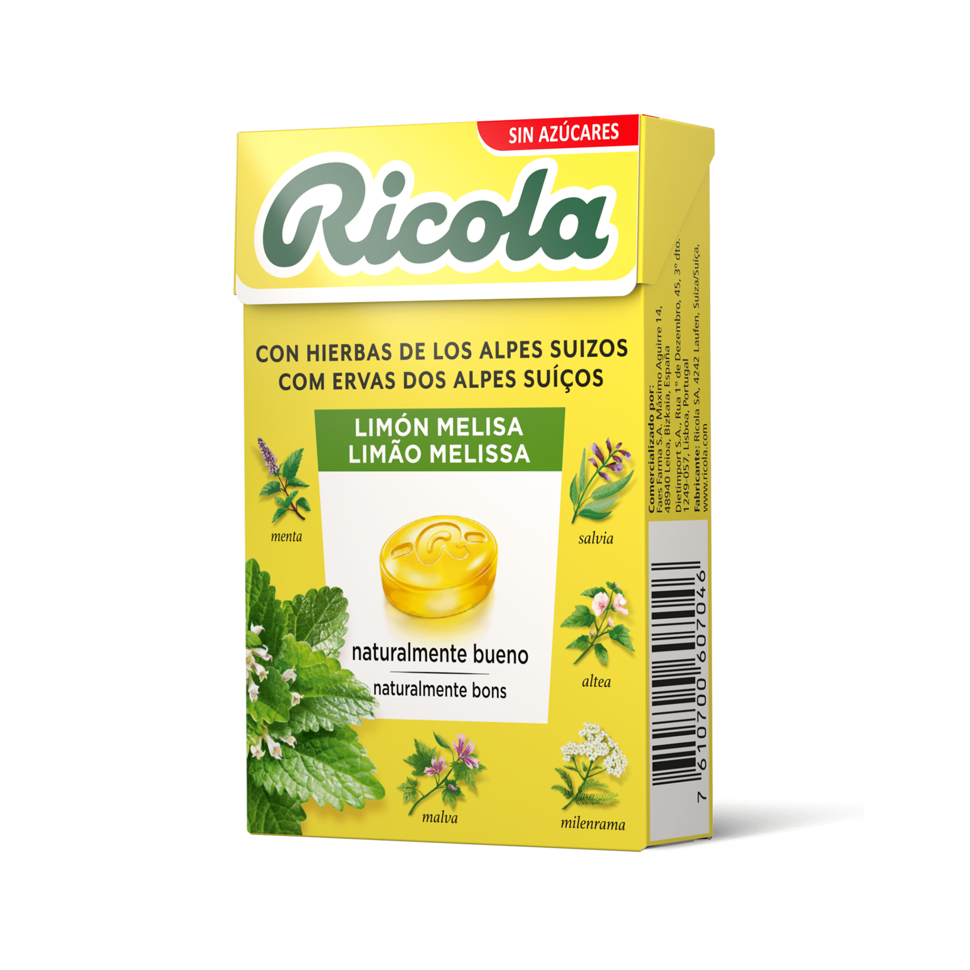 Rebuçados Ervas Suiças Limão e Melisa sem Açúcar