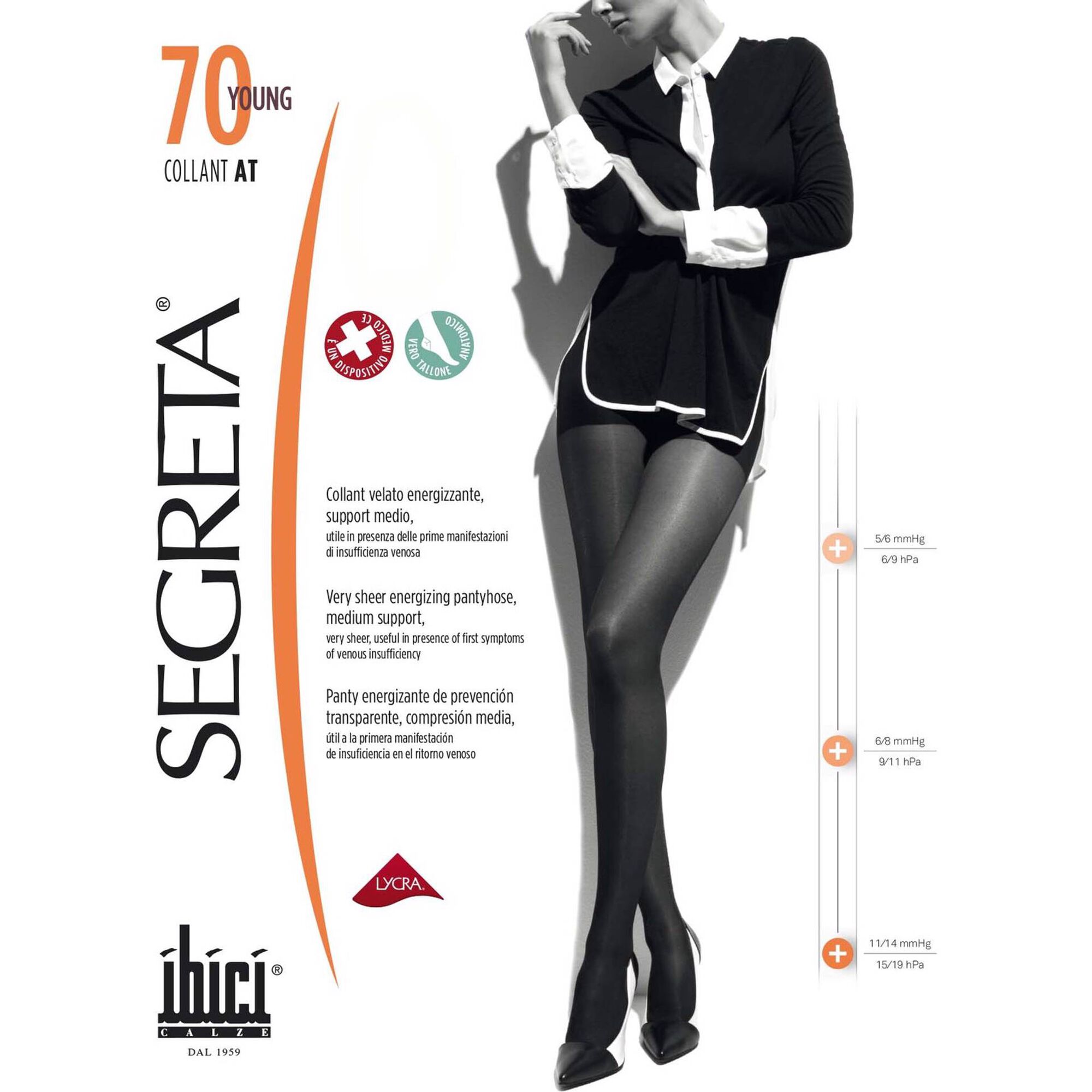 Collants de Descanso Segreta Young 70 Preto