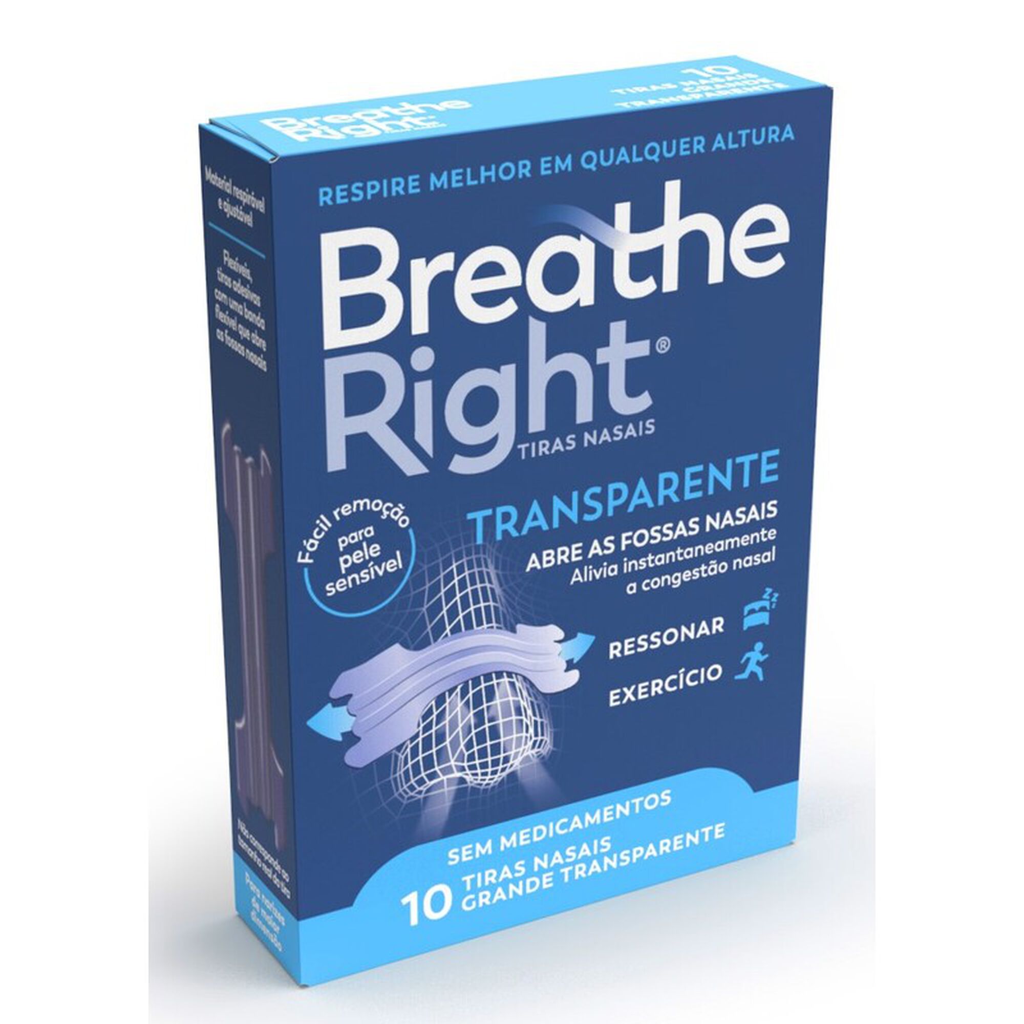 Tiras Nasais Breathe Right Transparentes