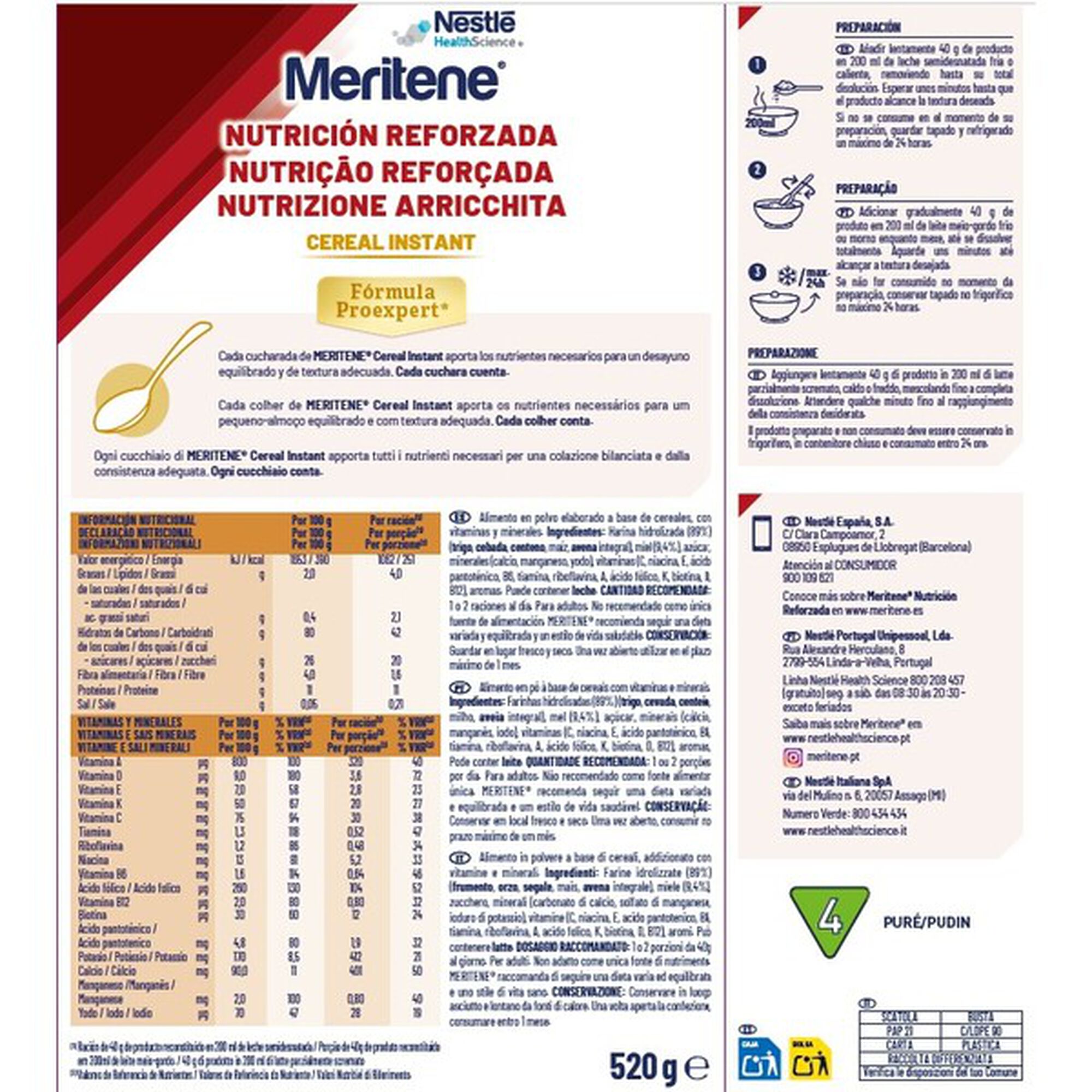 Nutrição Reforçada Cereal Instant