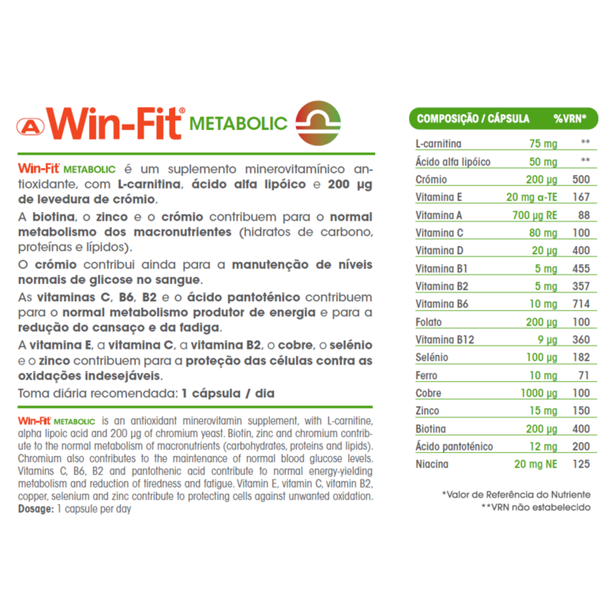 Cápsulas Metabolismo Saudável Metabolic