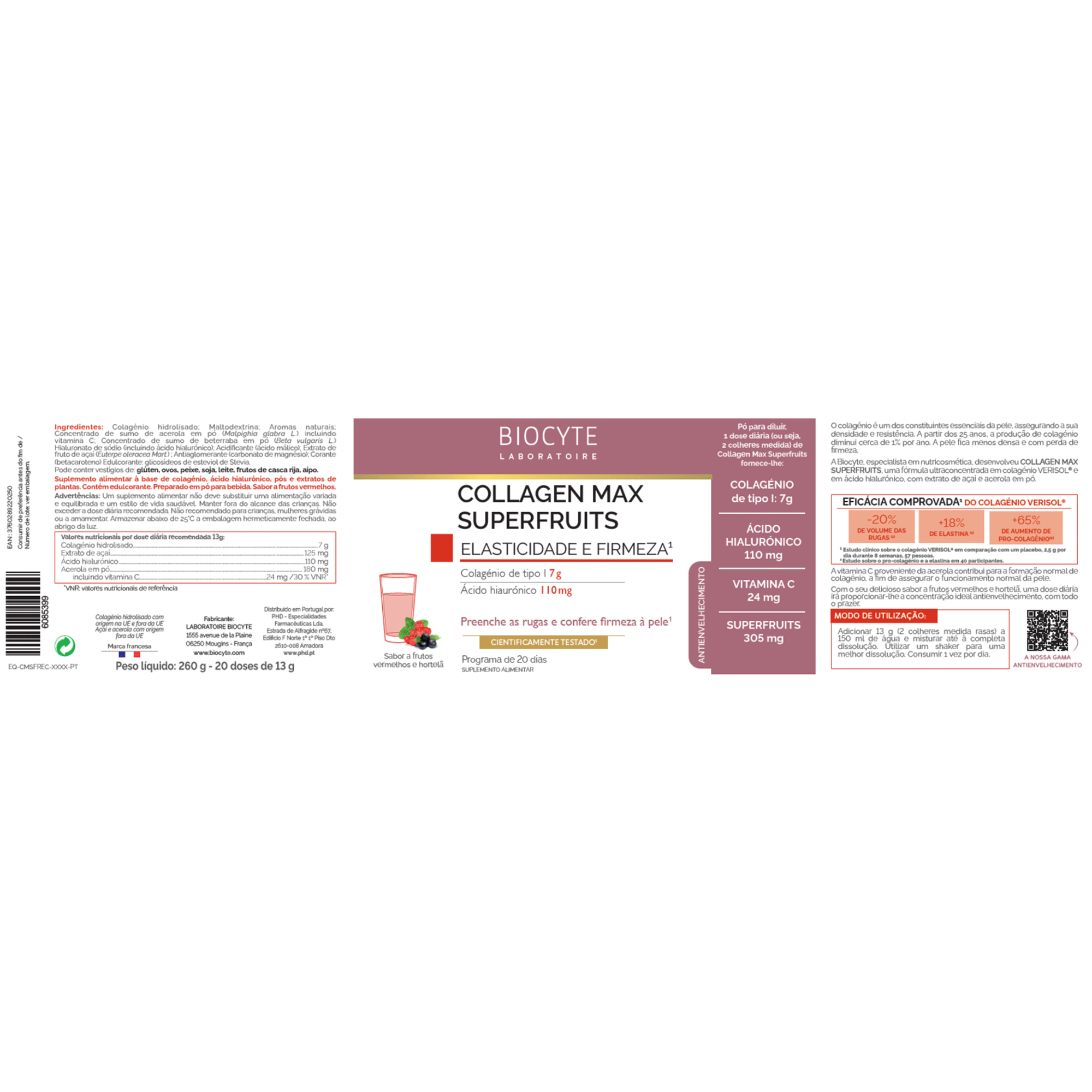 Colagénio em Pó Sabor a Frutas Collagen Max