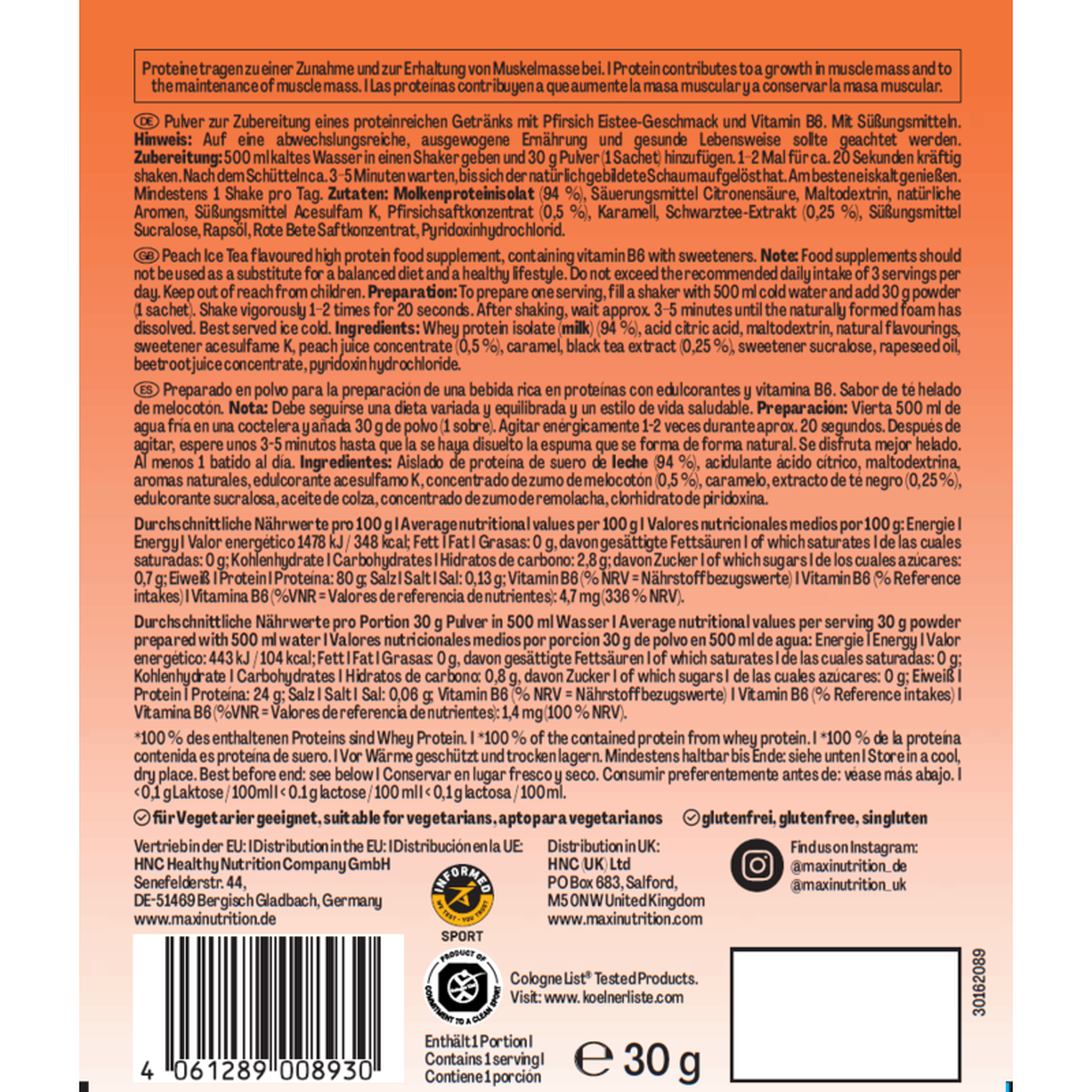 Bebida Proteica Chá Gelado Pêssego Clear Whey