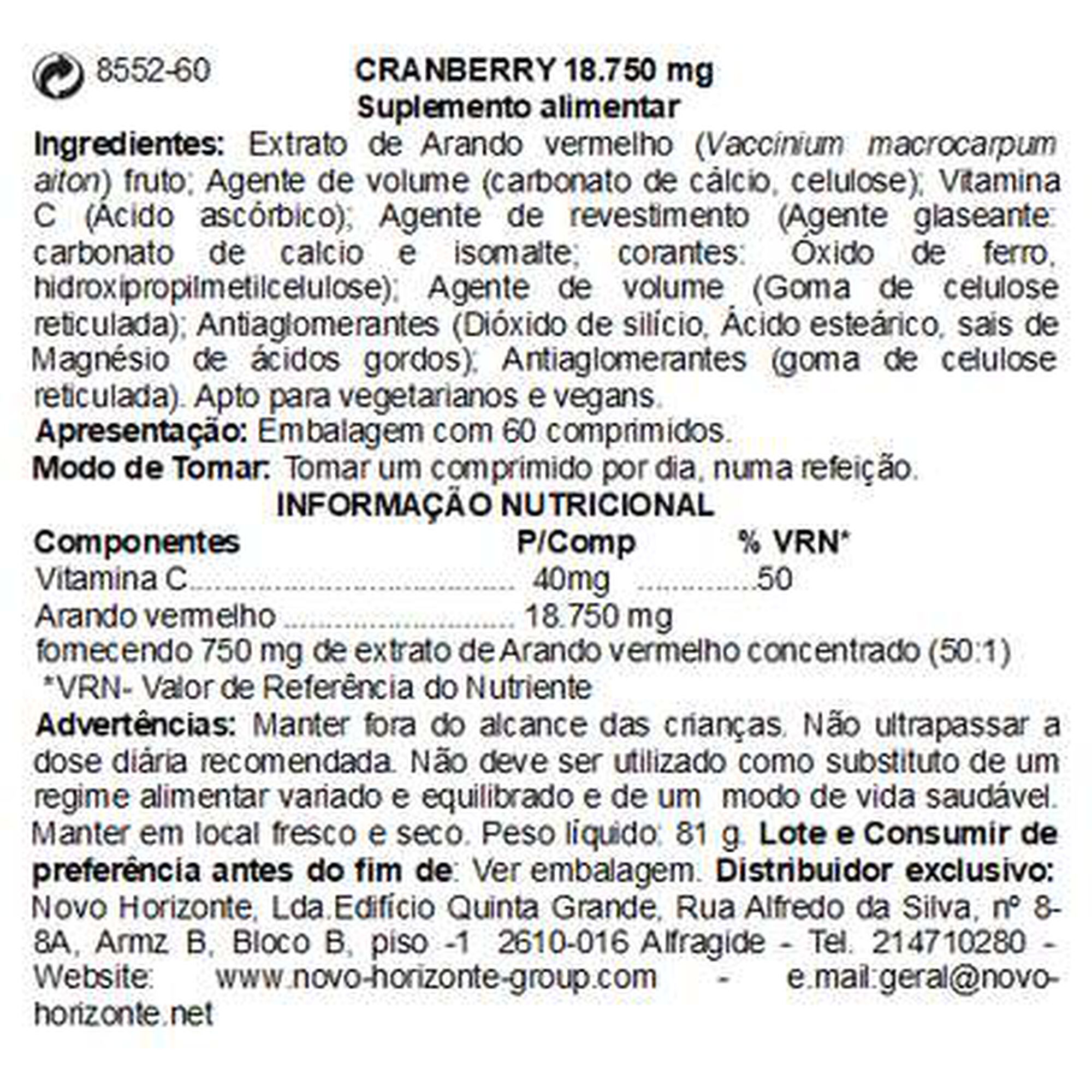 Cranberry Comprimidos