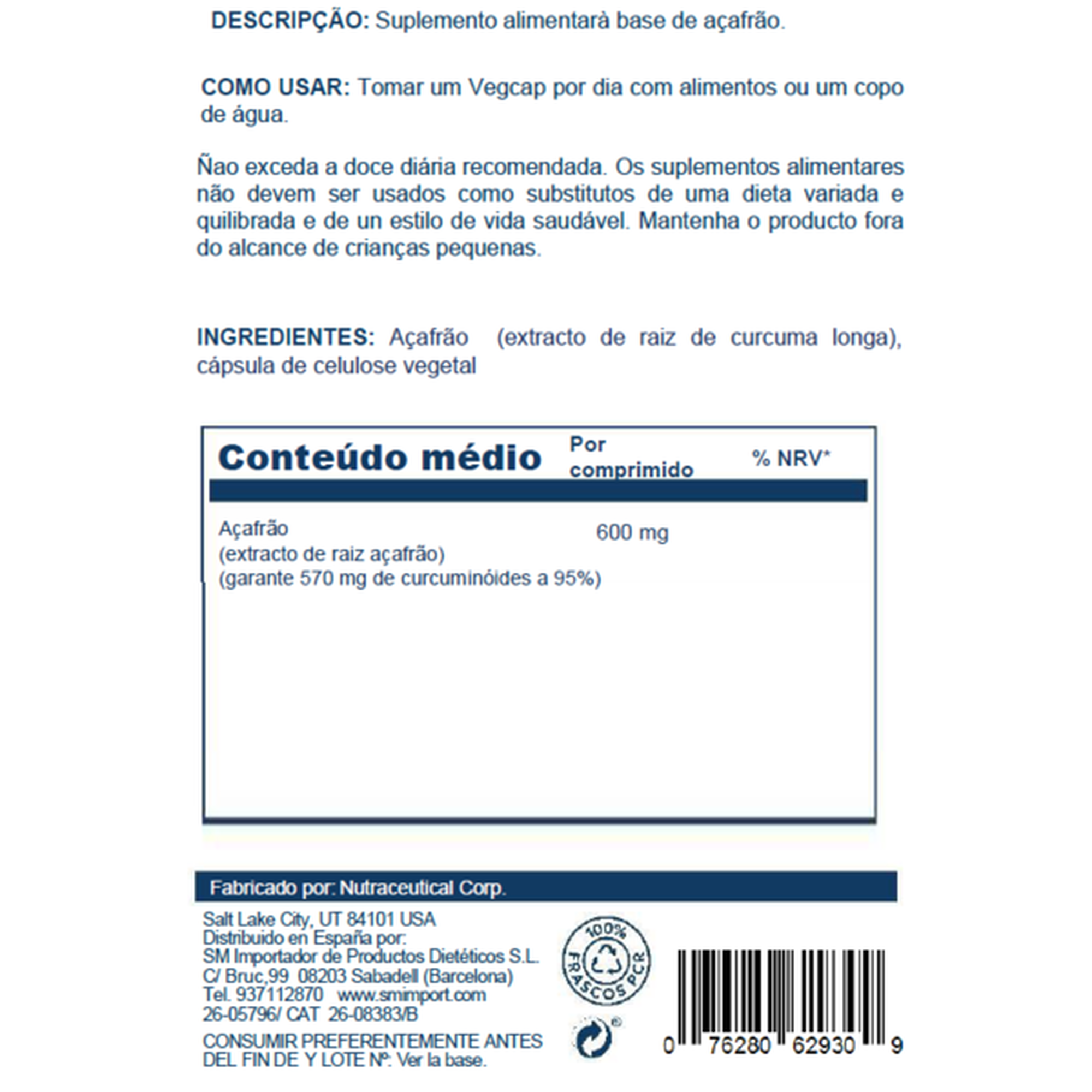 Cápsulas Alívio da Dor Turmeric