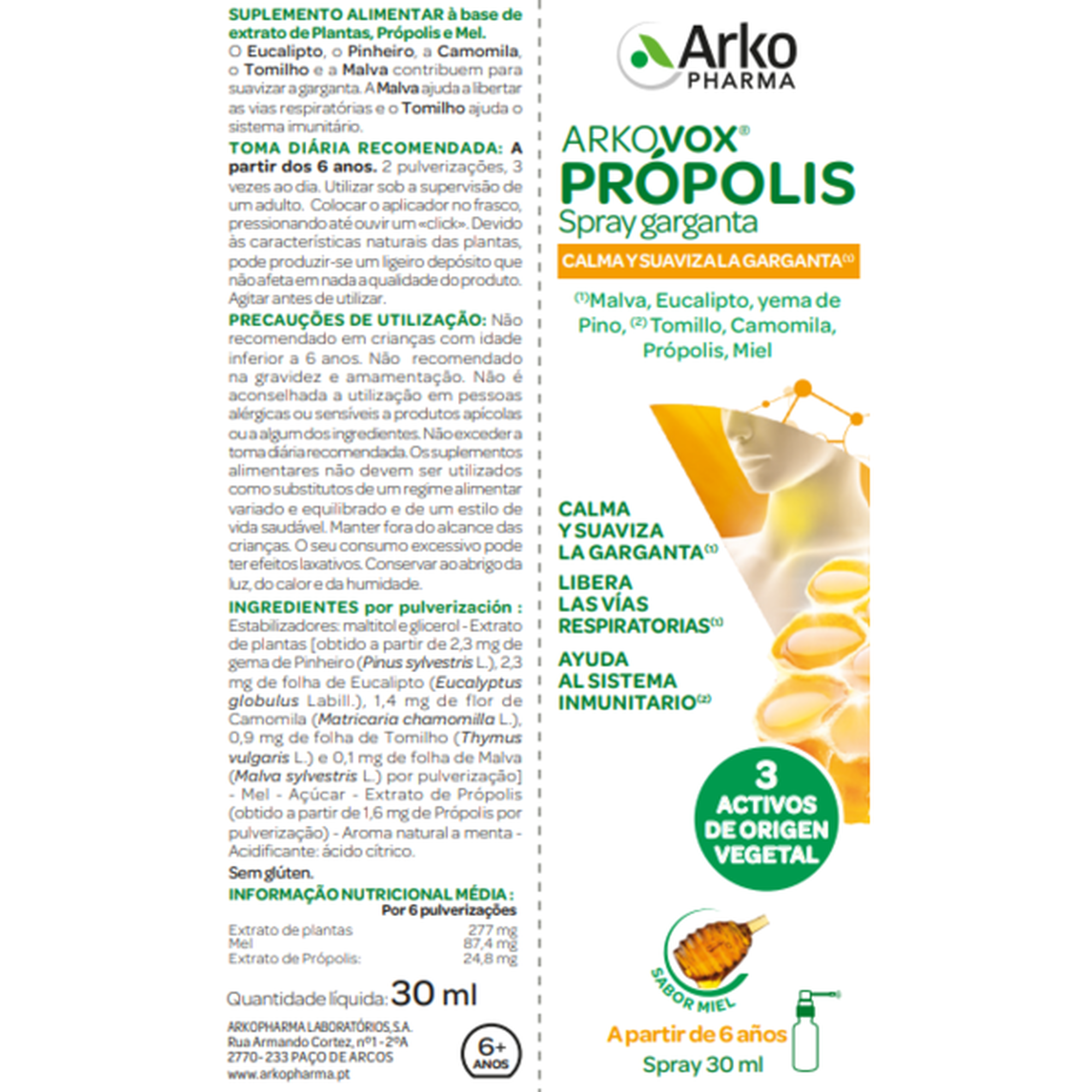 Spray Calmante Garganta Arkovox Própolis