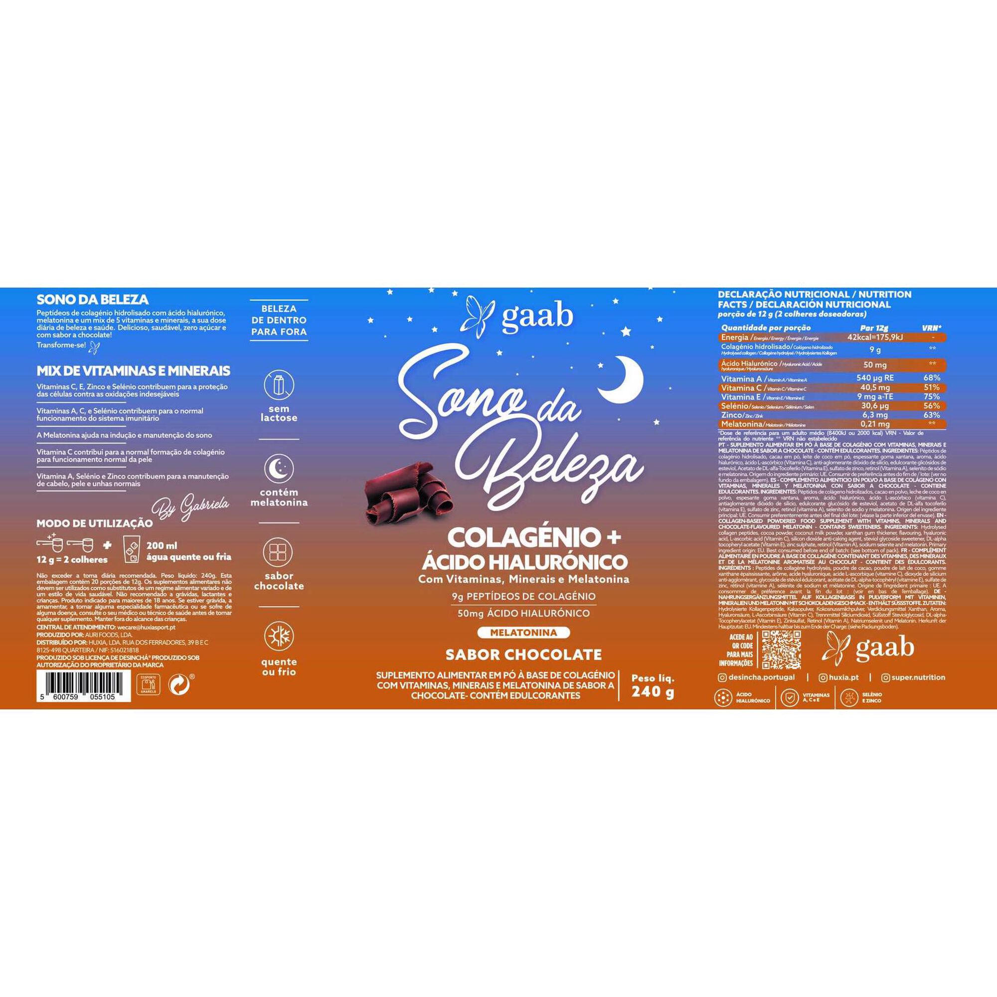 Gaab Sono da Beleza Colagénio Chocolate