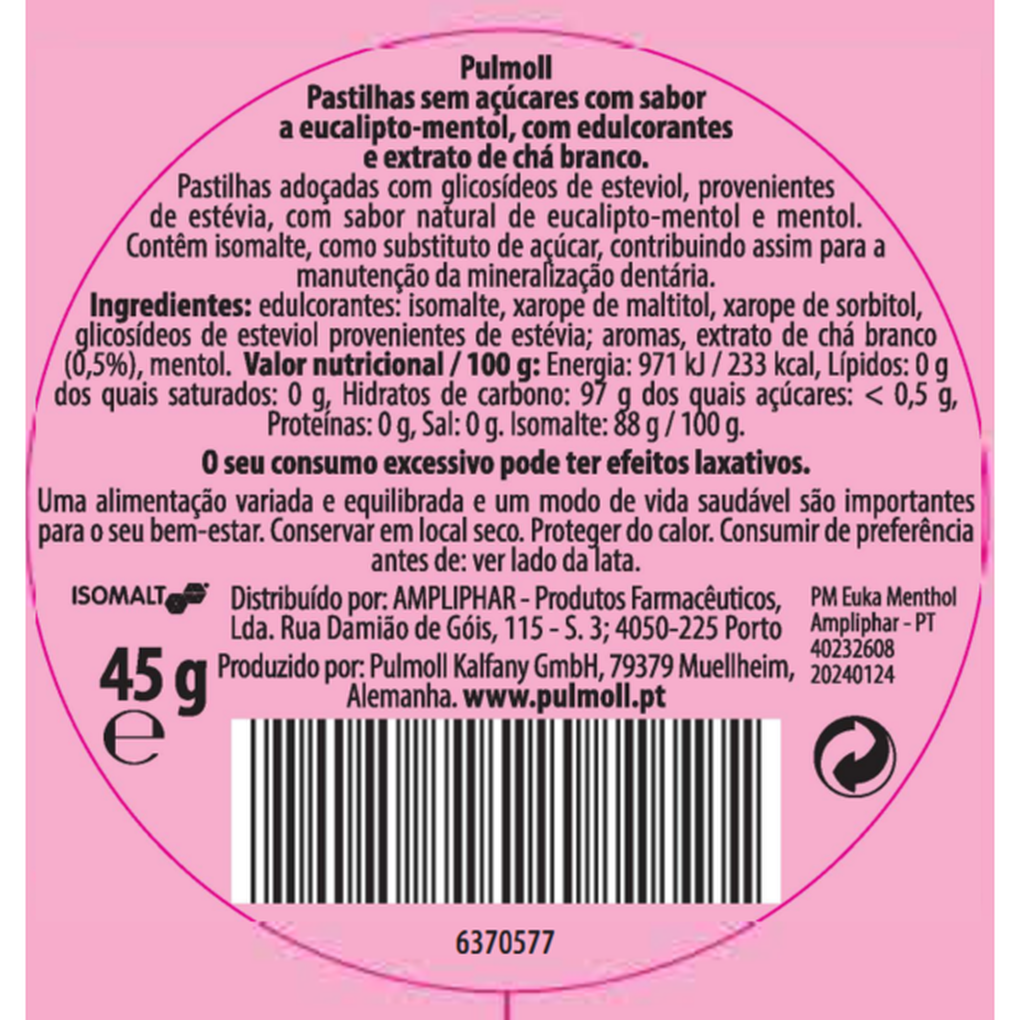 Bonbons Sugar Free Eucalyptus Menthol