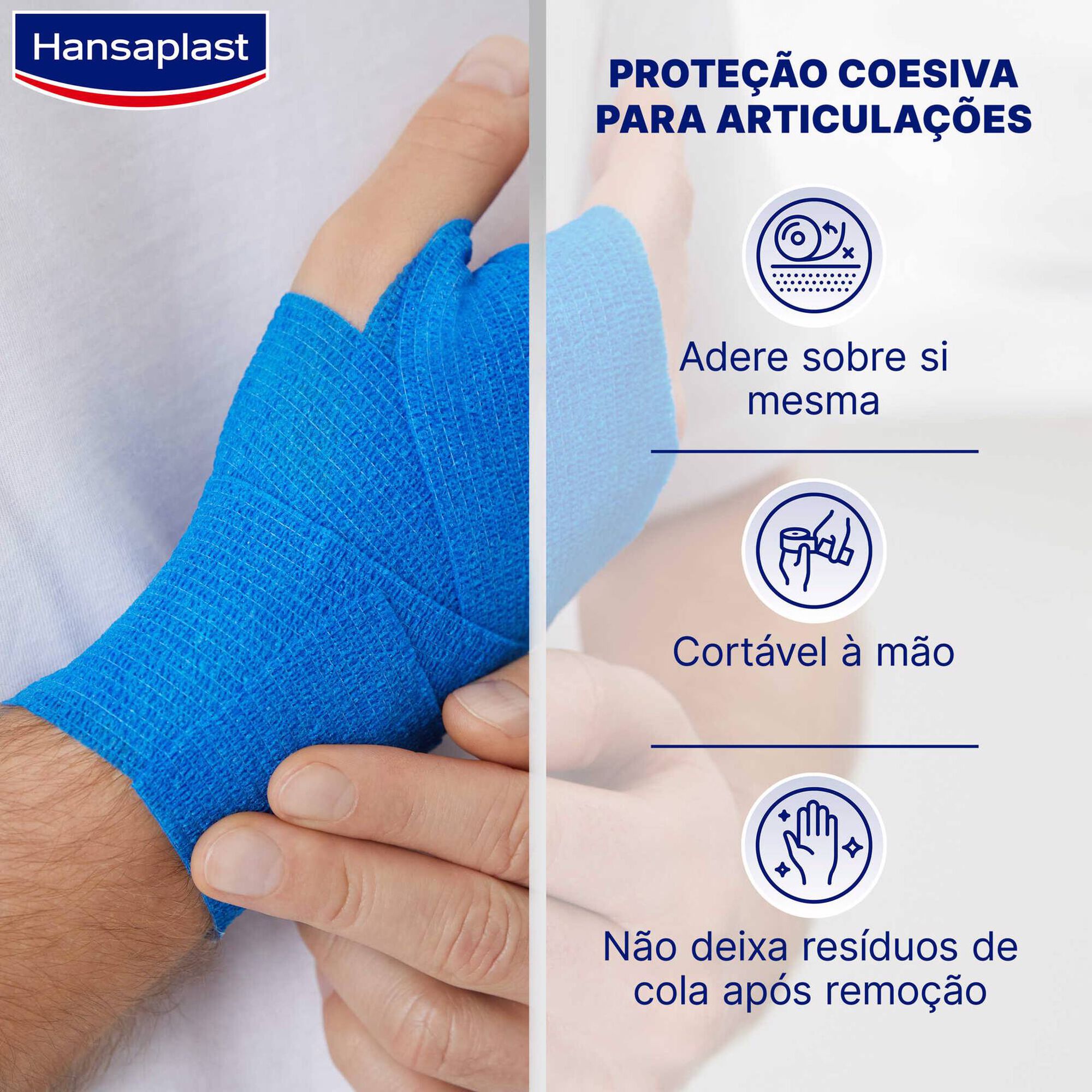 Banda Auto-Adesiva Coesiva Azul Larga