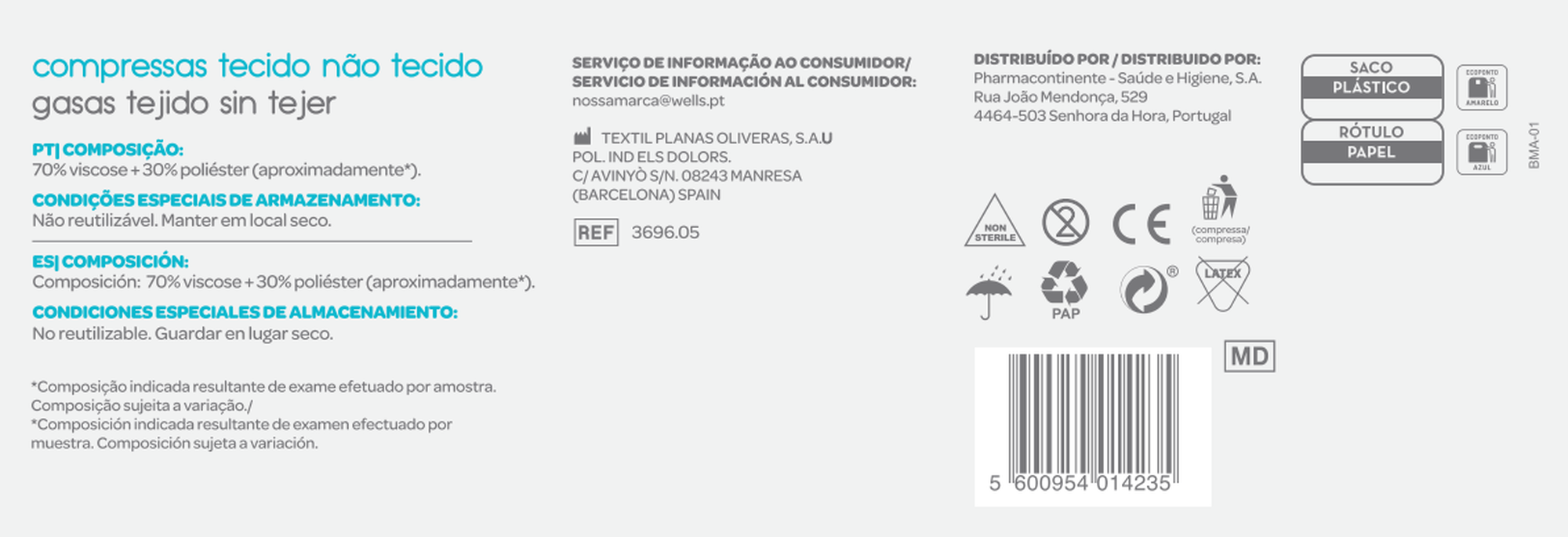 Compressas Bebé Tecido Não Tecido