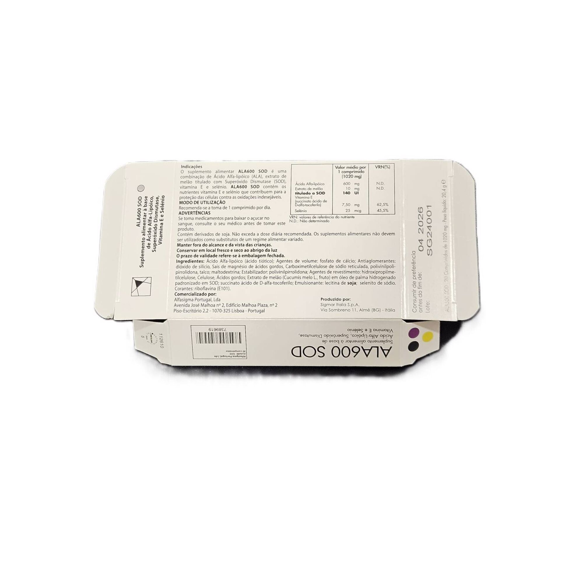 Complemento Alimentar 600 Ácido Alfa-Lipóico