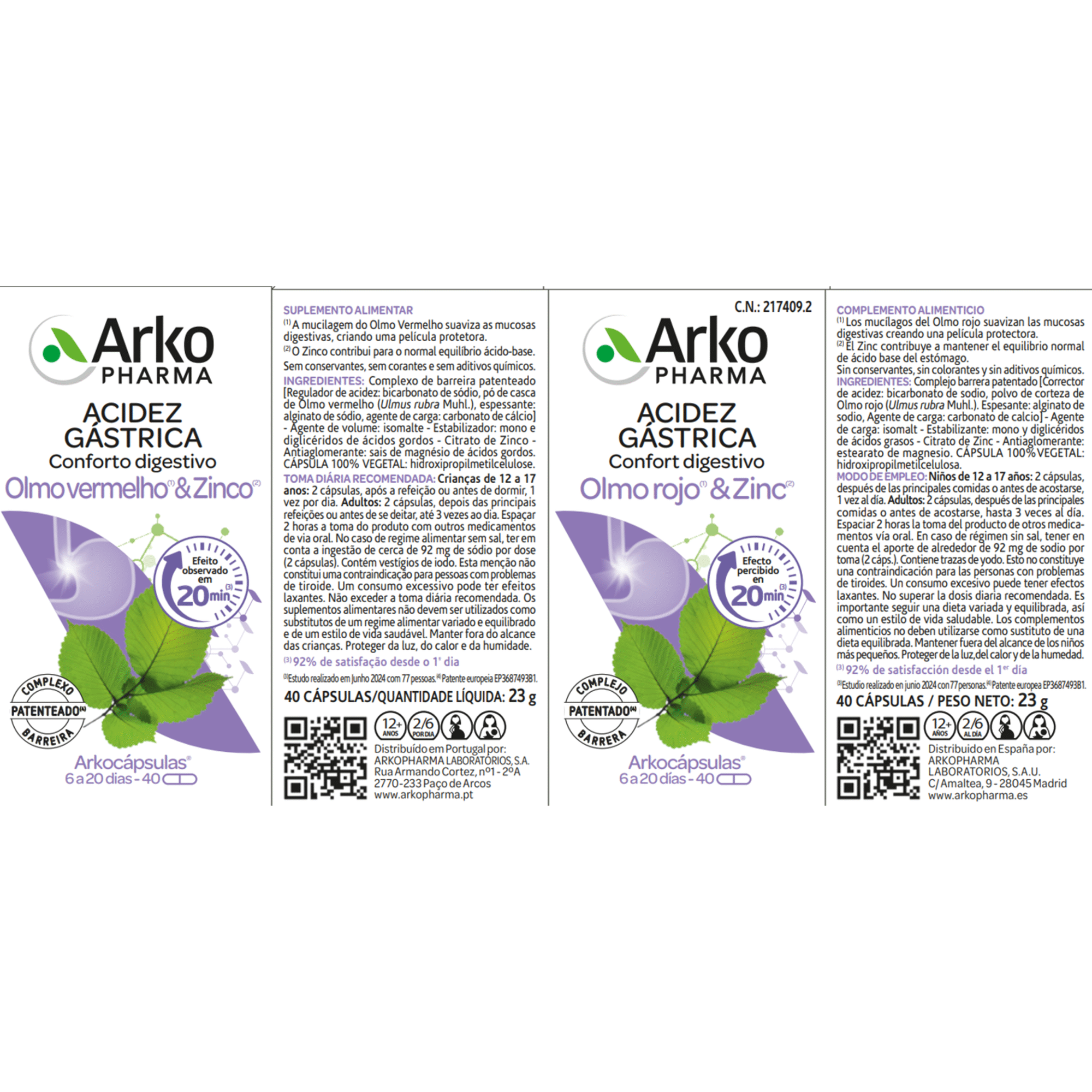 Acidez Gástrica Olmo Vermelho & Zinco