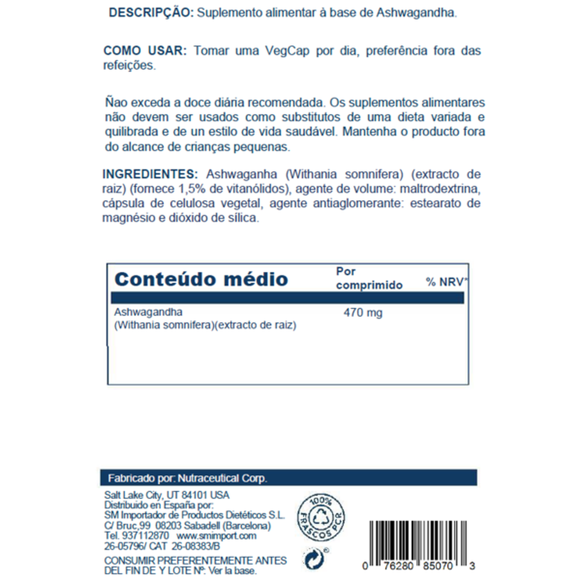 Suplemento Cápsulas de Ashwagandha-60