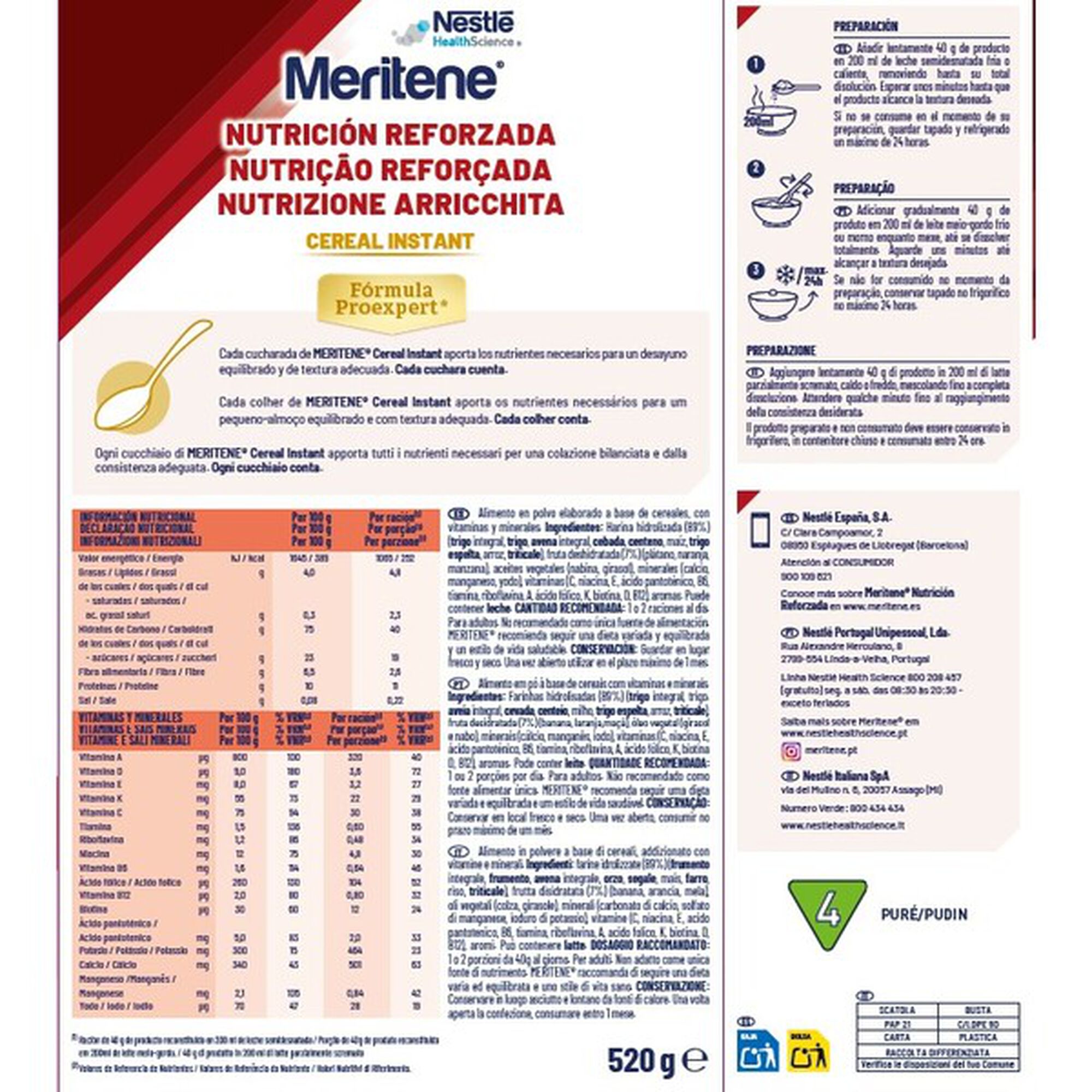 Nutrição Reforçada Cereal Instant