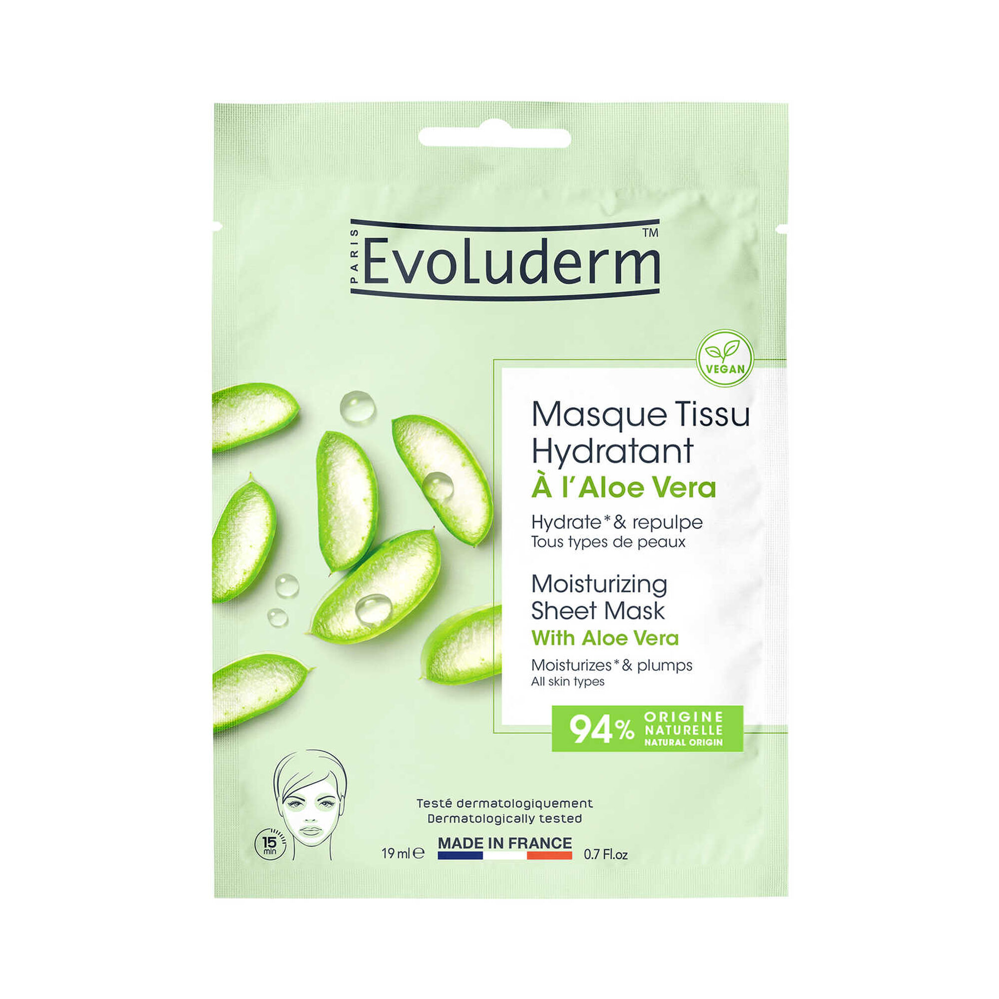 Máscara Facial de Tecido Hidratante Aloe Vera