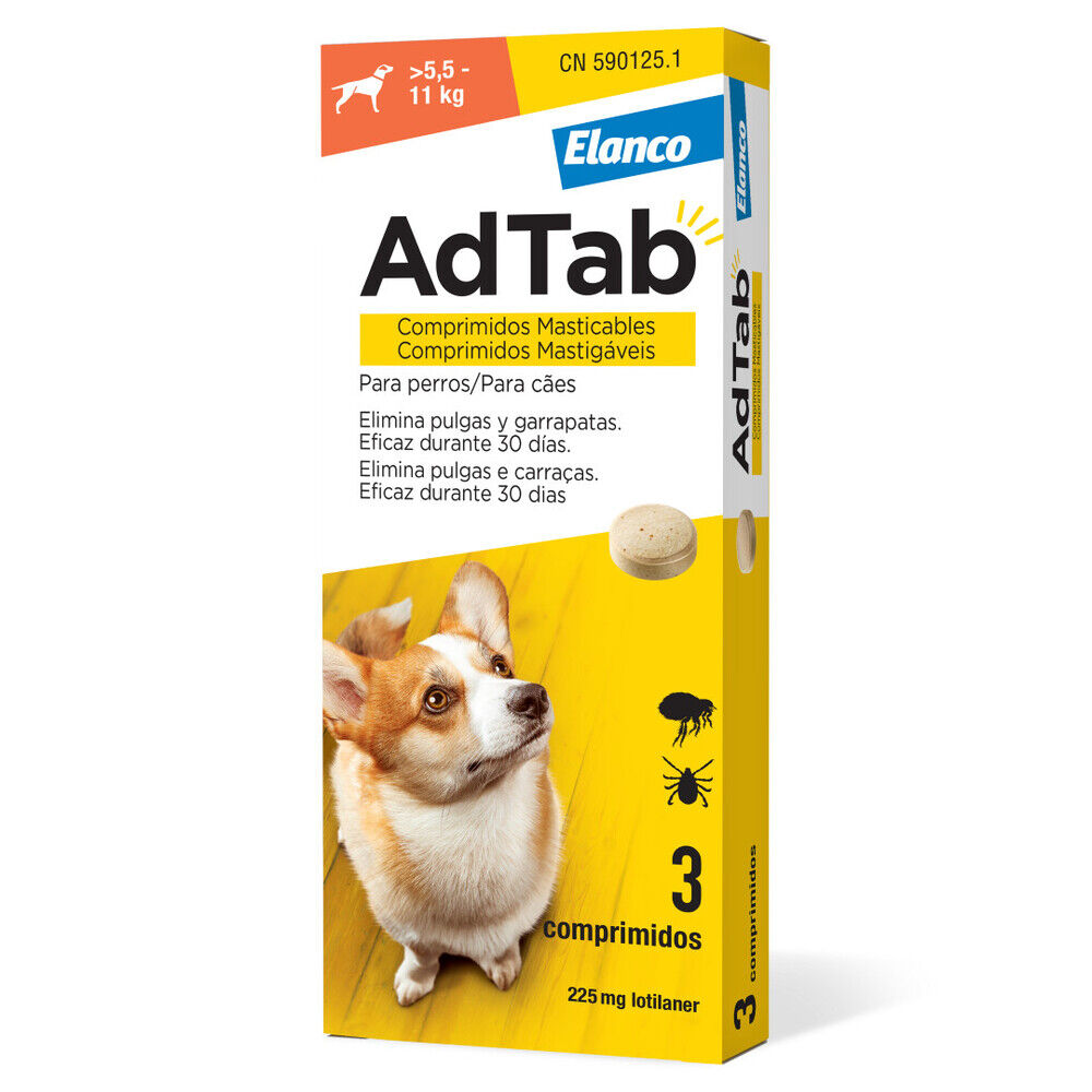Comprimidos Mastigáveis Pulgas Cães 225 mg AdTab