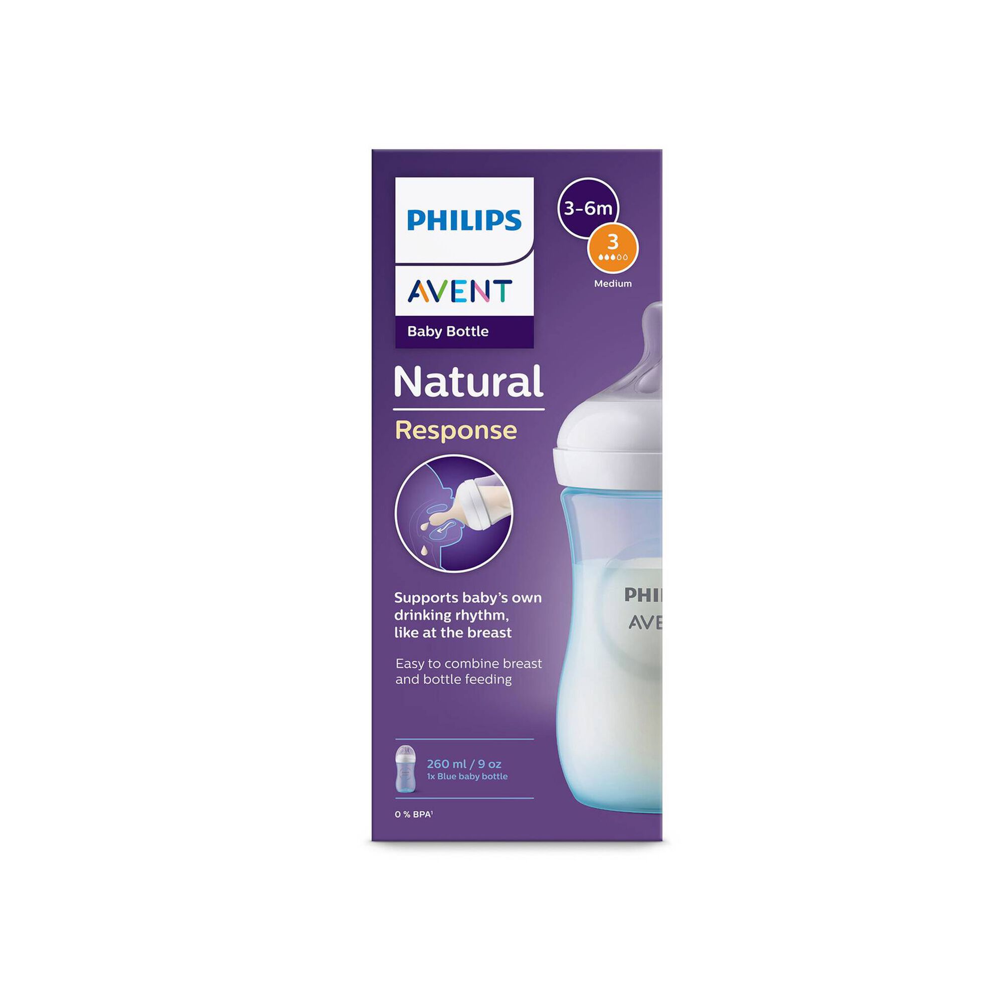 Biberão Natural Response de 260ml azul