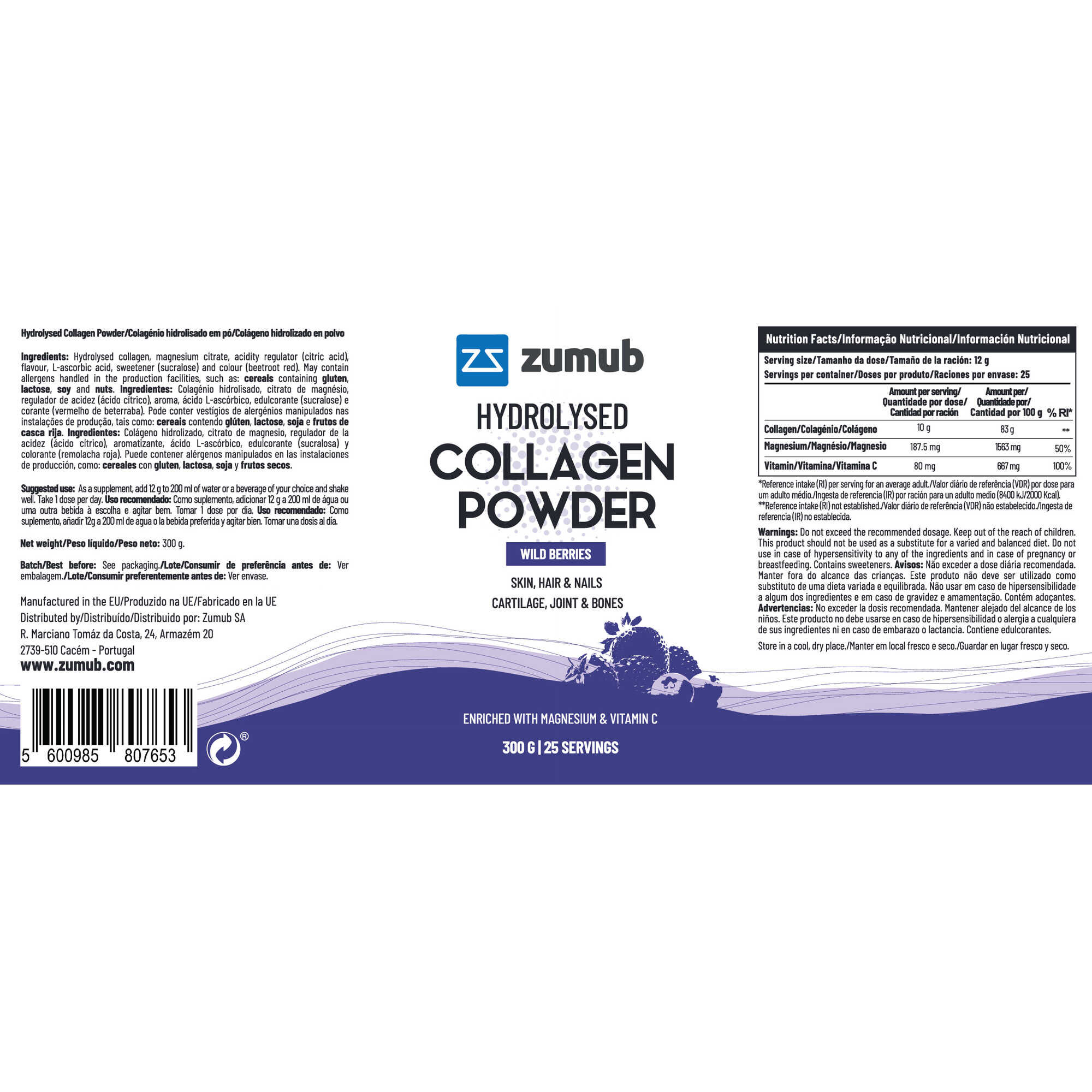 Colagénio Hidrolisado Pó Frutos do Bosque