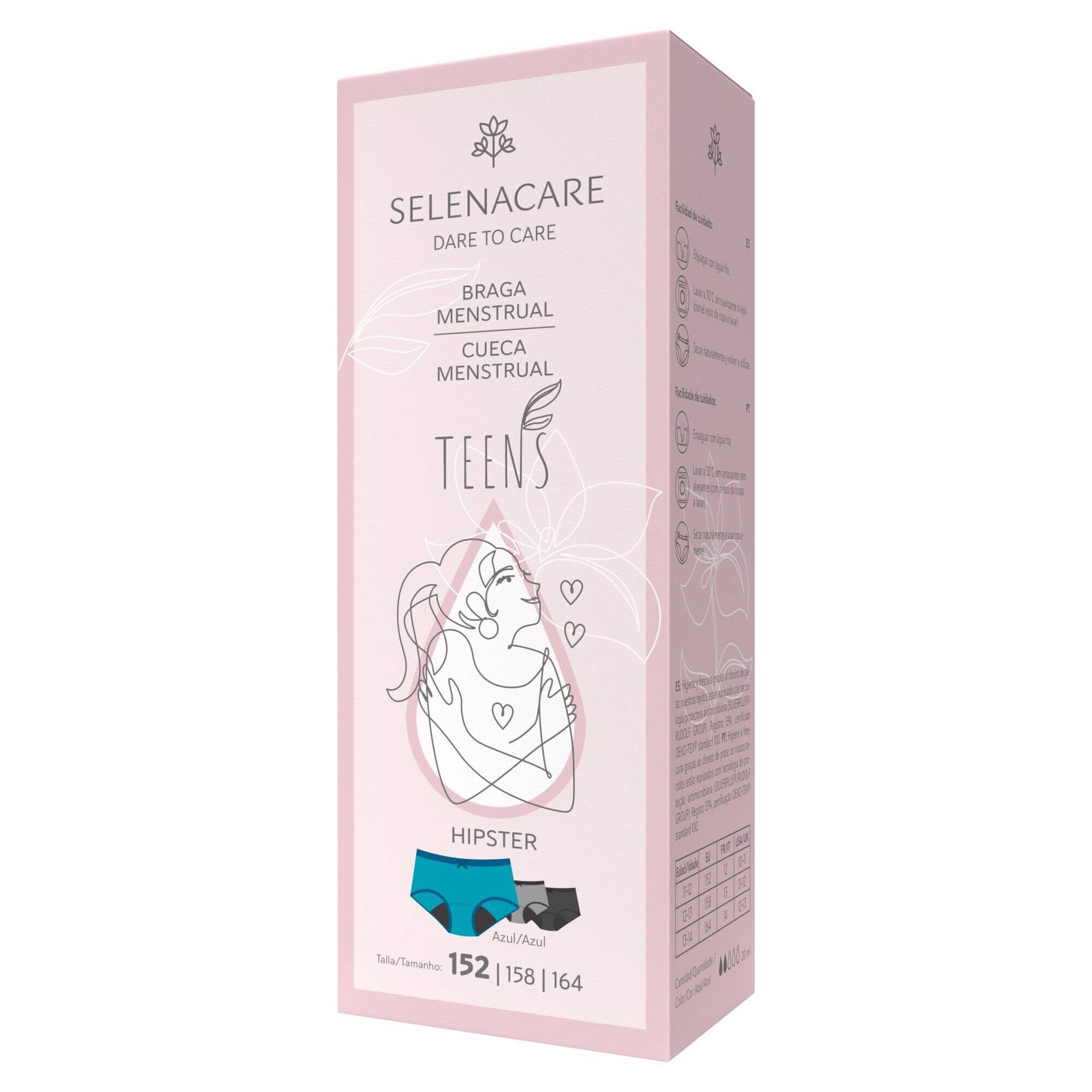 Cueca Menstrual Teens Hipster Azul