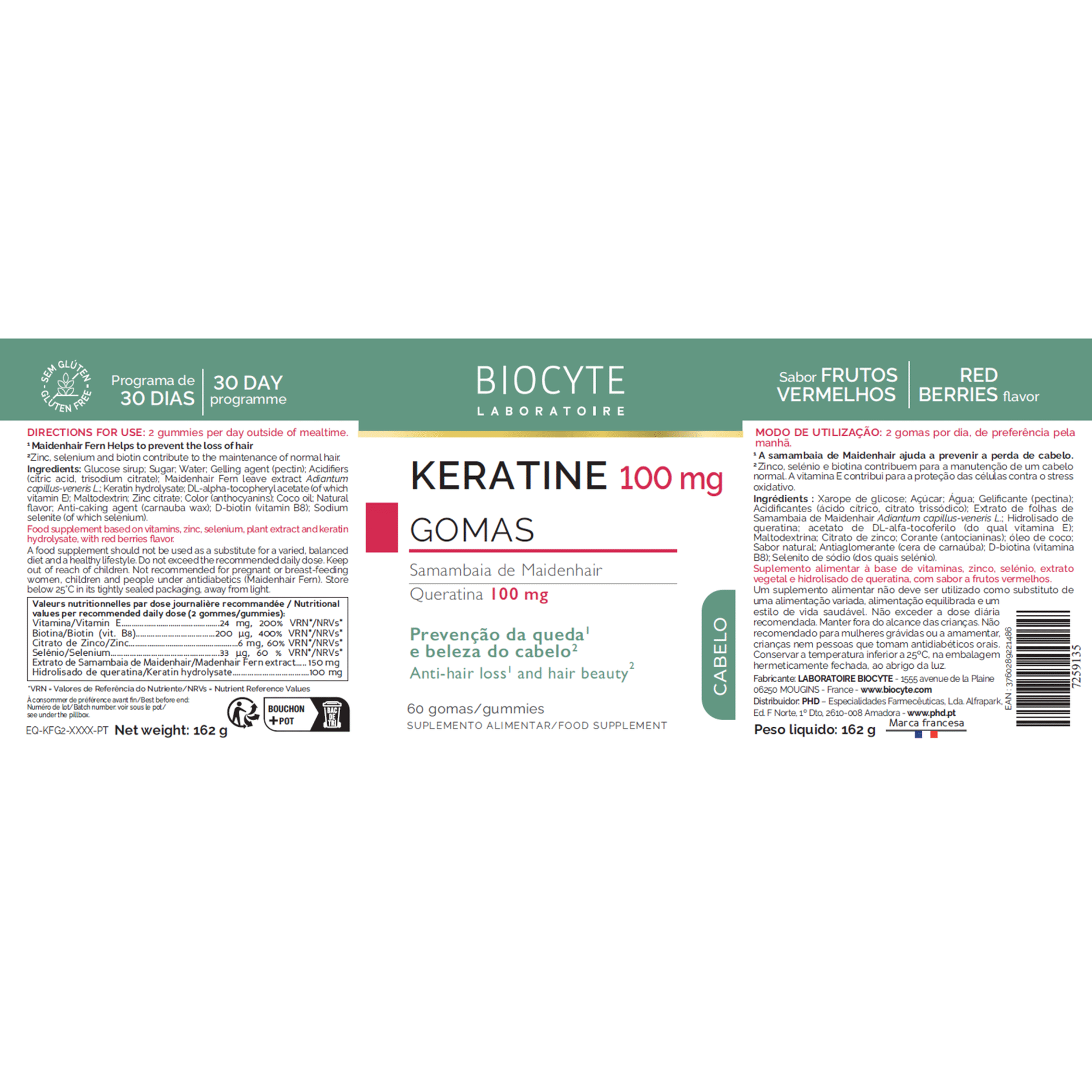 Gomas Fortalecimento da Fibra Capilar Keratin