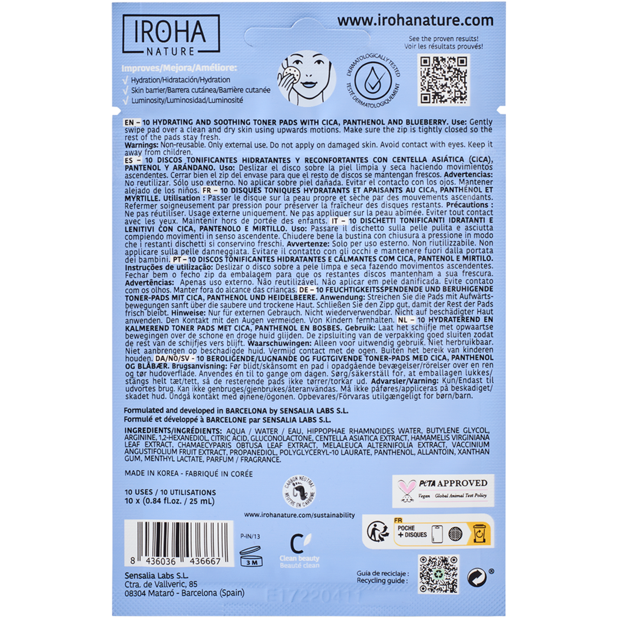 Discos Impregnados Tónico Hidratante Cica