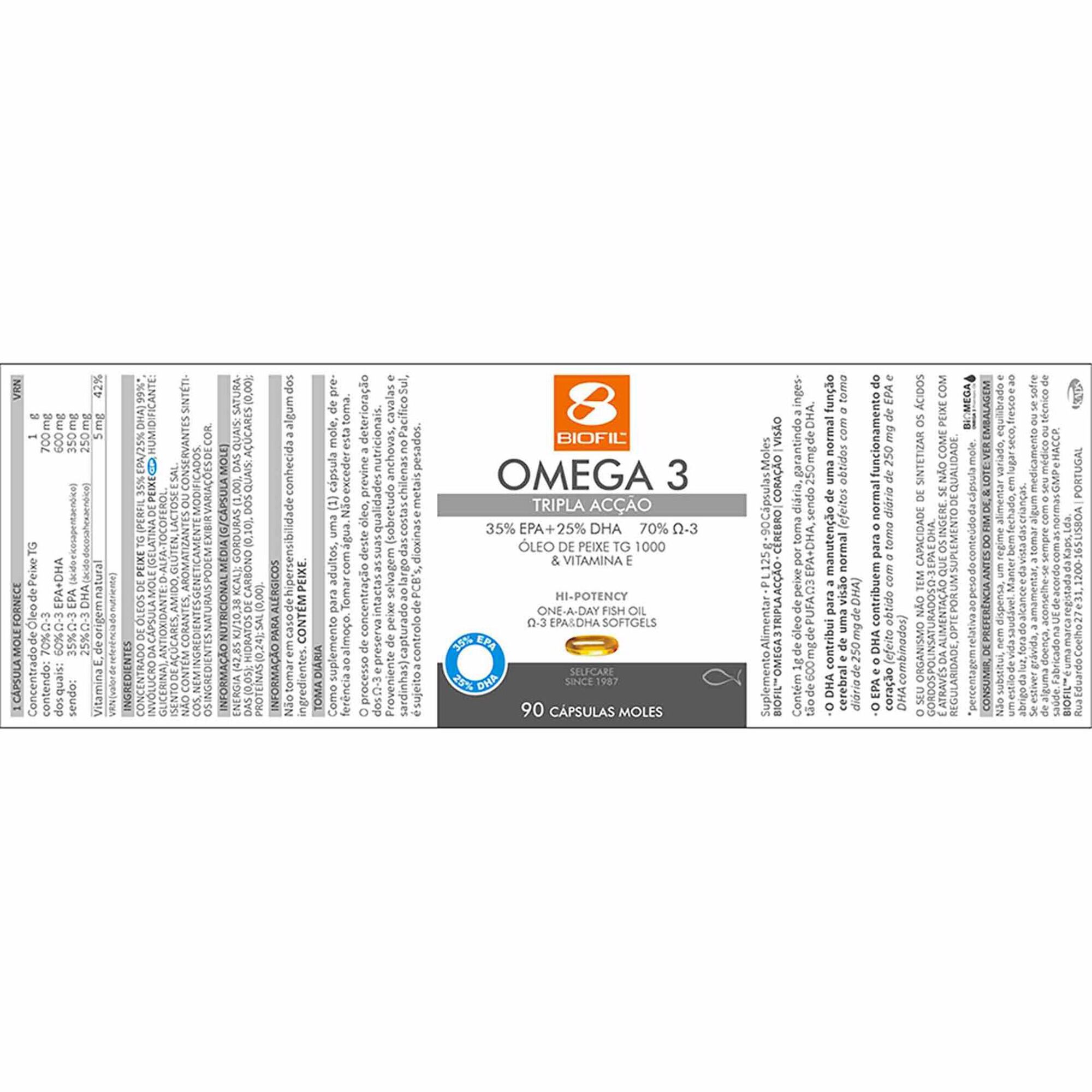 Suplemento Alimentar Ómega 3 Tripla Ação